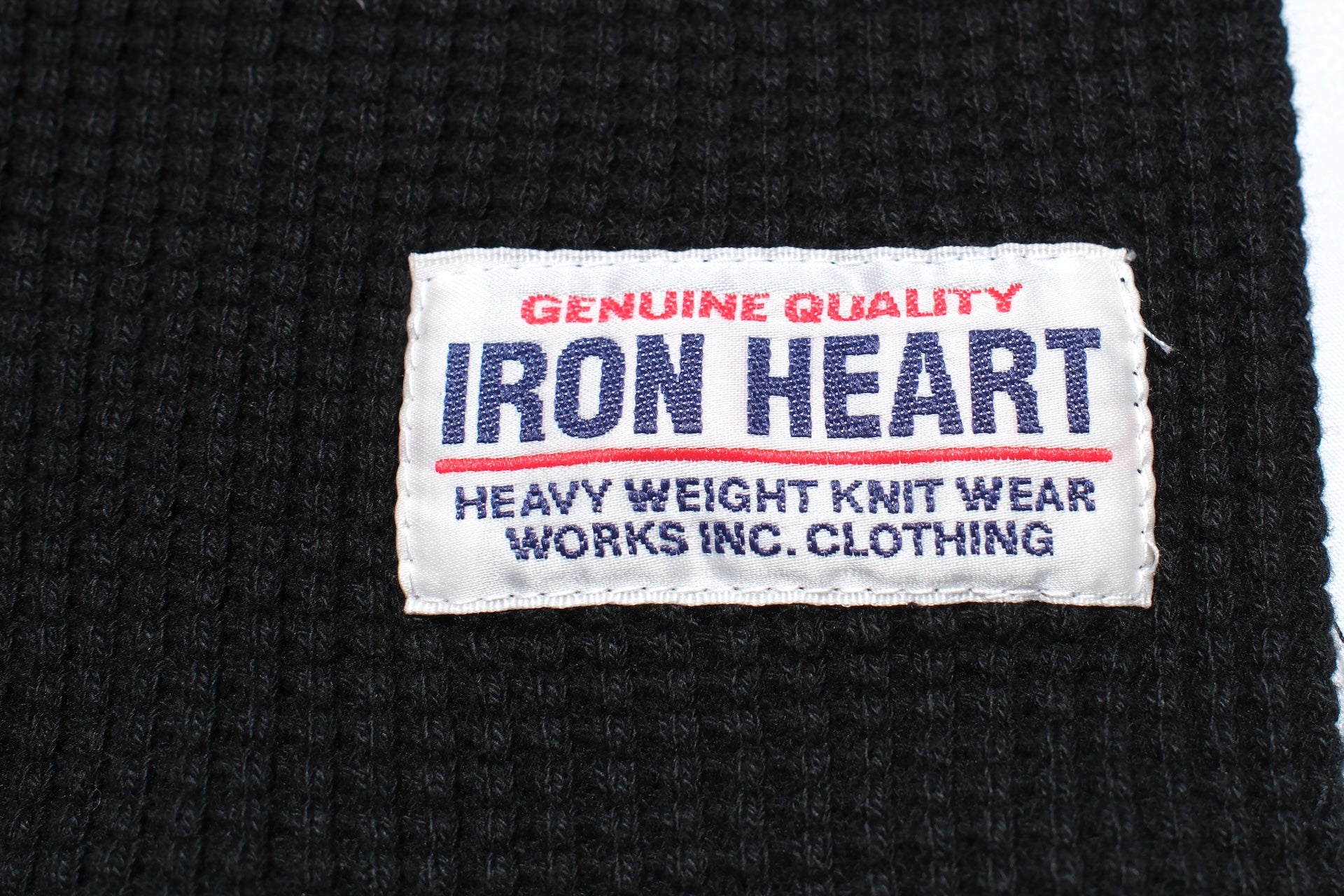 Iron Heart Heavyweight “Waffle Knit” L/S Henley Thermal (Black)