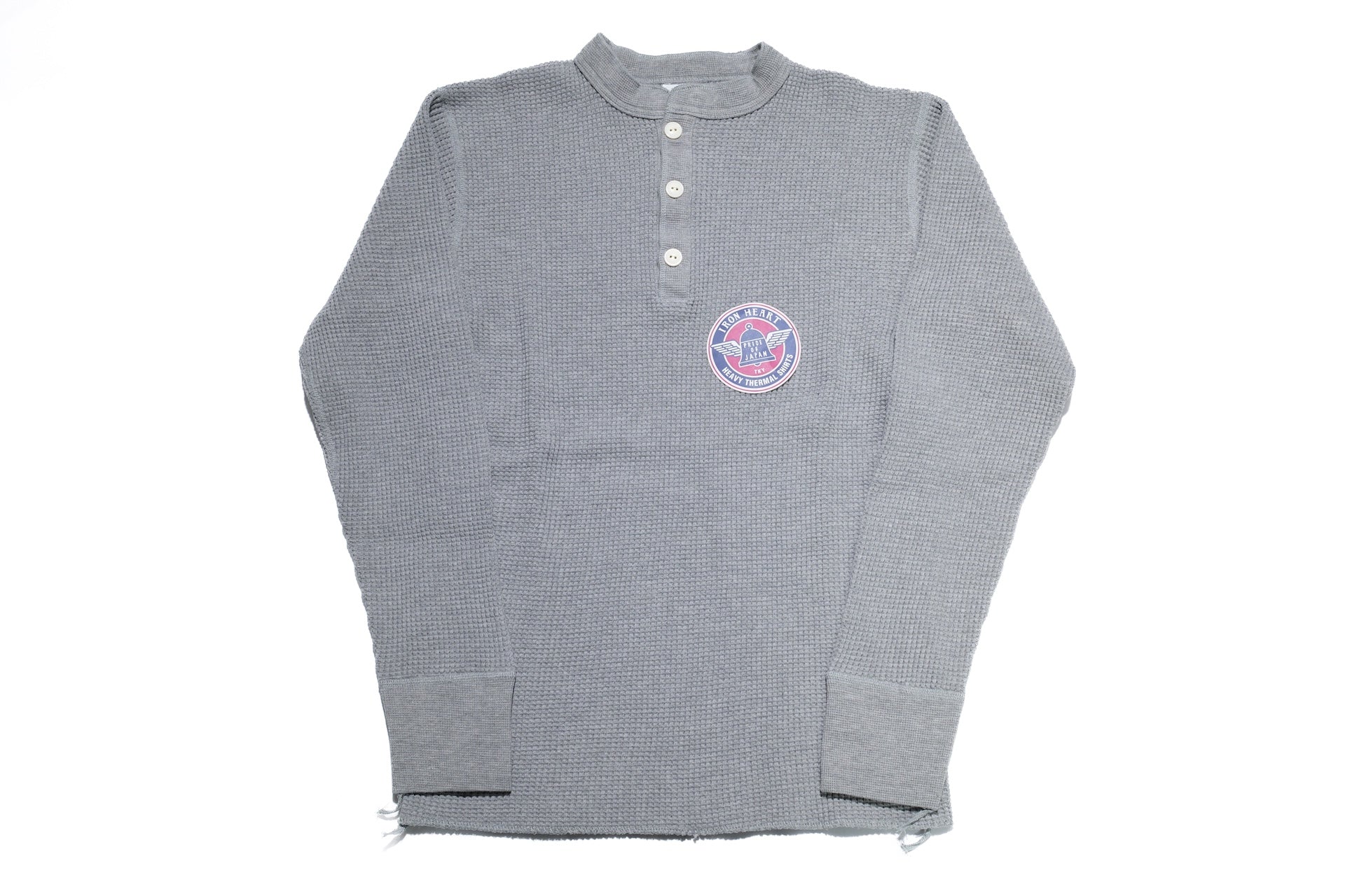 Iron Heart Heavyweight “Waffle Knit” L/S Henley Thermal (Grey)