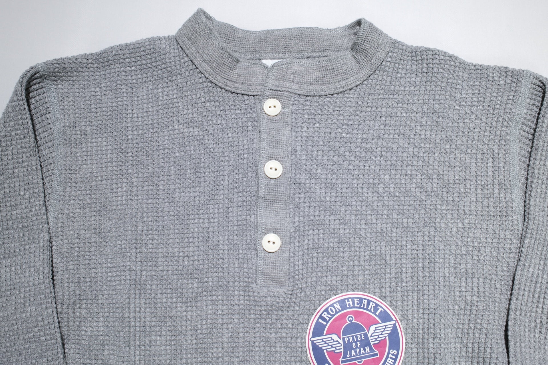 Iron Heart Heavyweight “Waffle Knit” L/S Henley Thermal (Grey)