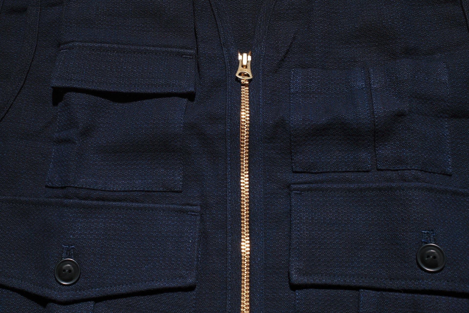 Samurai "Aimadara" Indigo Dyed Dobby Field Vest