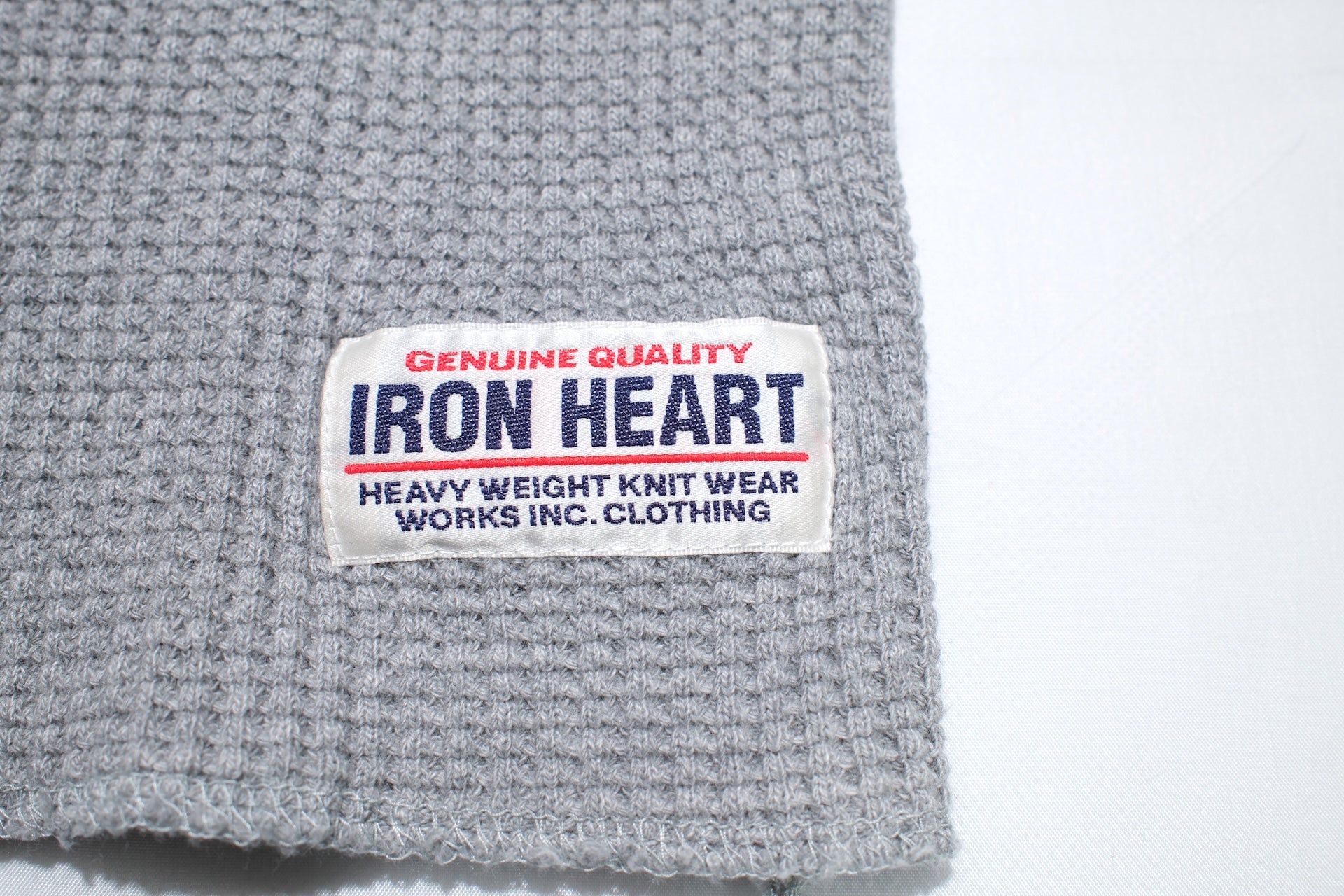 Iron Heart Heavyweight “Waffle Knit” L/S Henley Thermal (Grey)