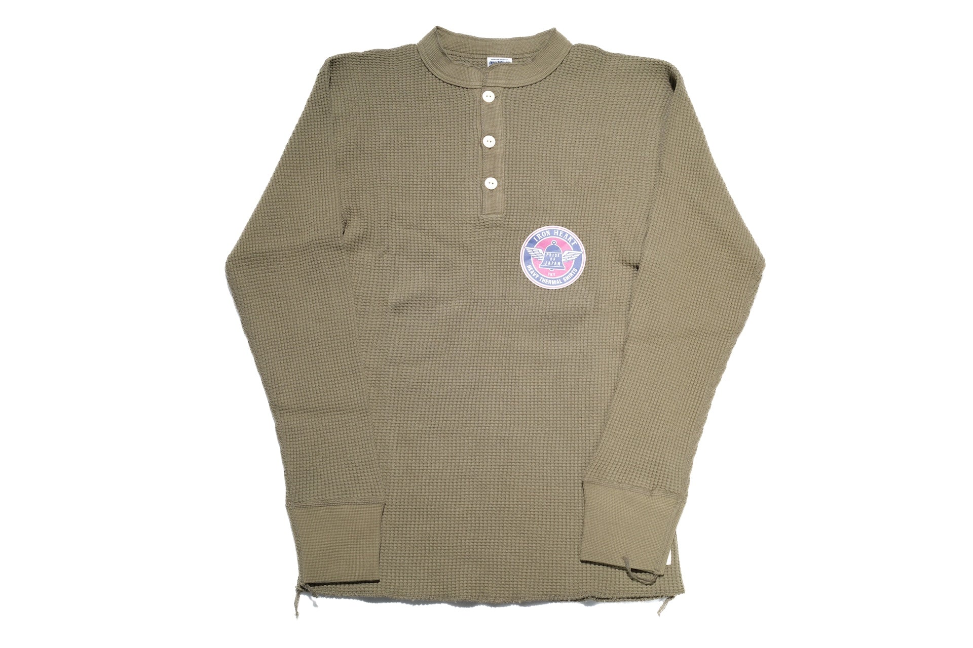 Iron Heart Heavyweight “Waffle Knit” L/S Henley Thermal (Olive)