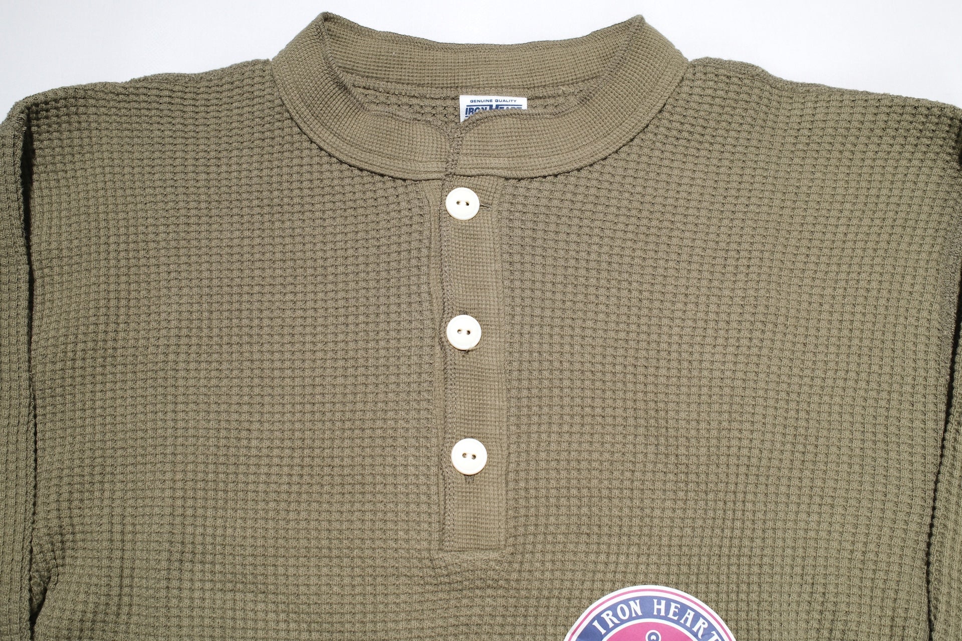 Iron Heart Heavyweight “Waffle Knit” L/S Henley Thermal (Olive)