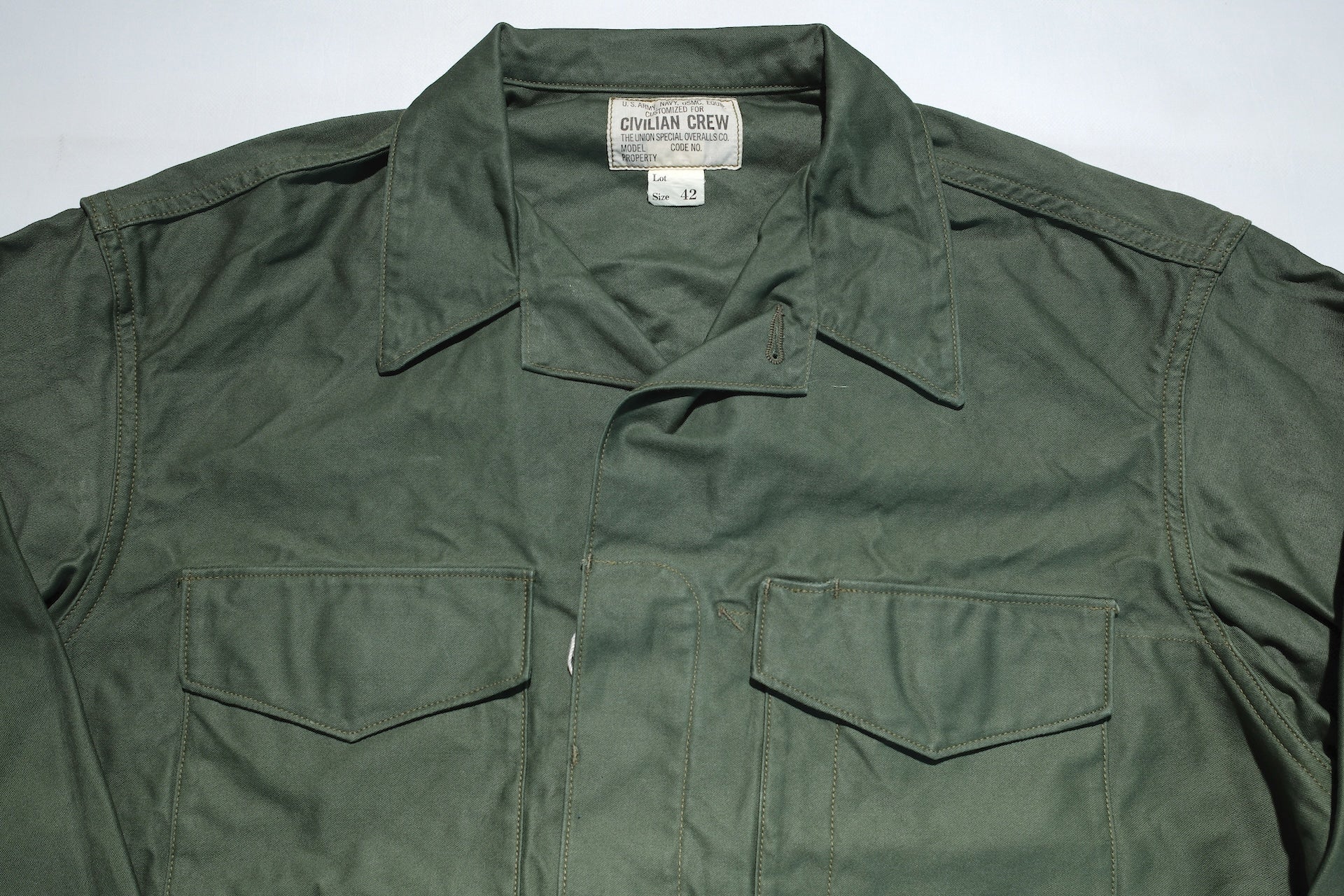 Freewheelers Military Back Satin "Combat Utility Jacket" (Olive Green)