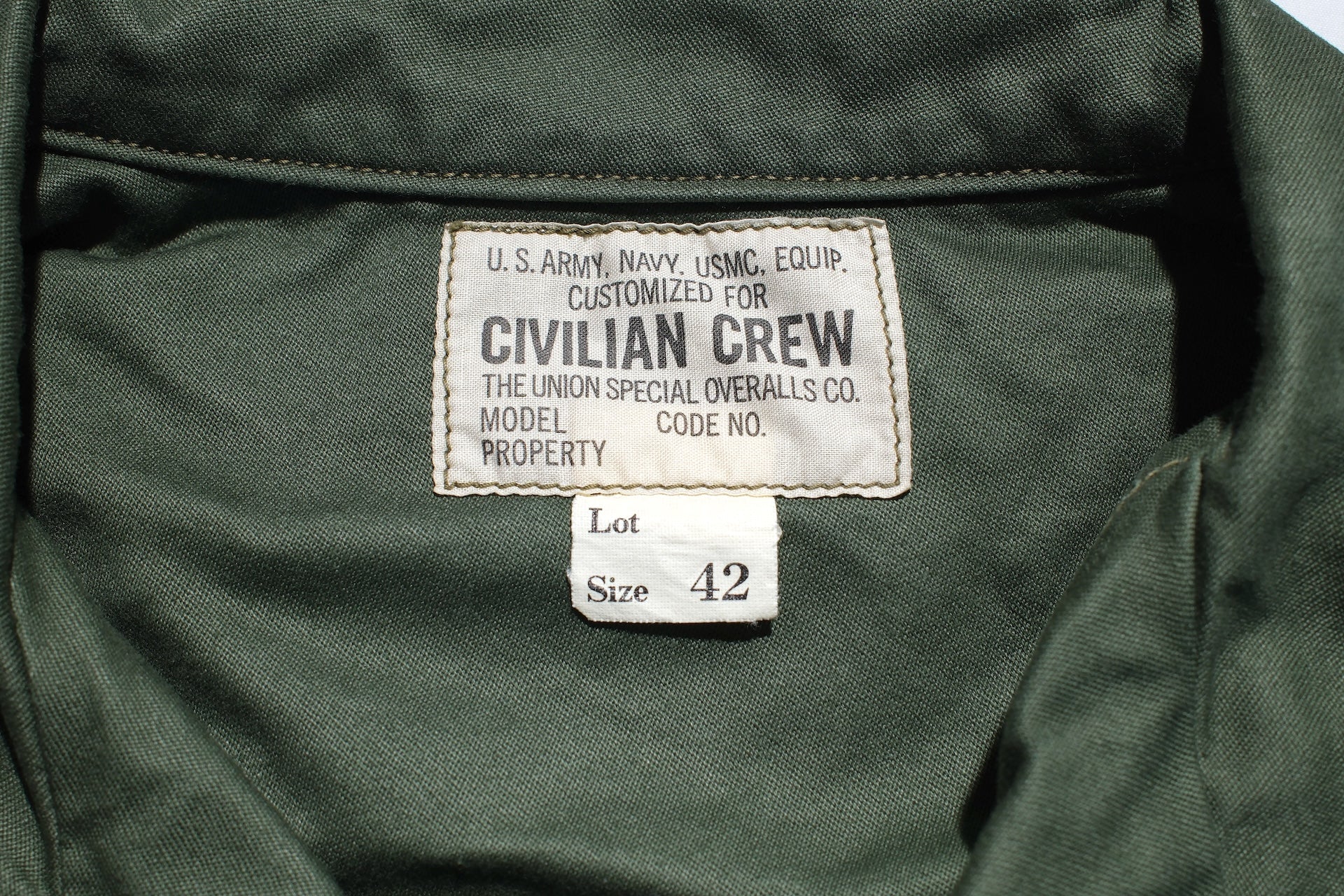 Freewheelers Military Back Satin "Combat Utility Jacket" (Olive Green)