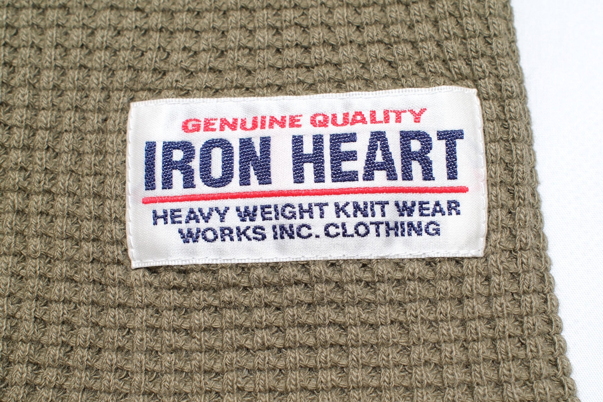 Iron Heart Heavyweight “Waffle Knit” L/S Henley Thermal (Olive)