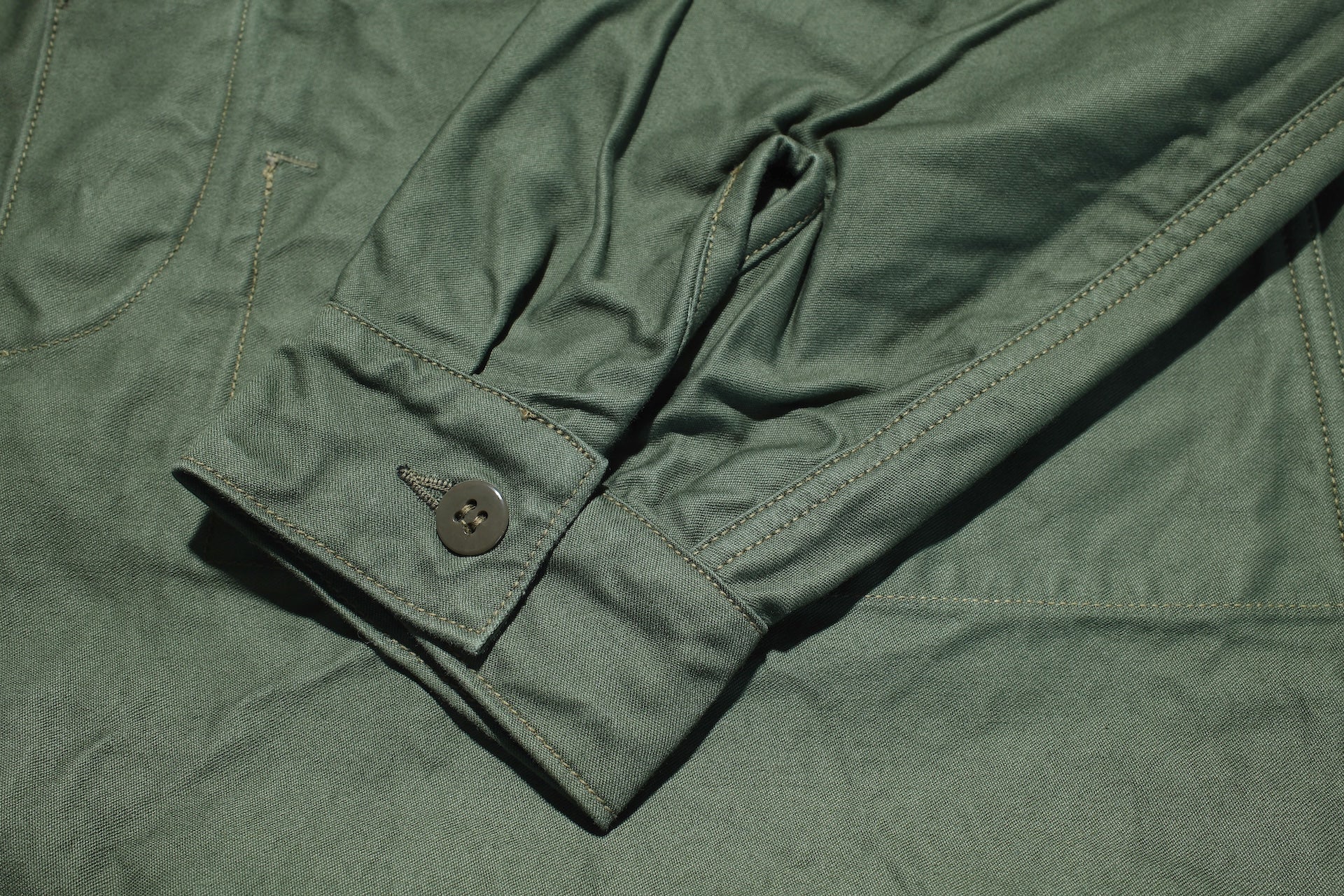 Freewheelers Military Back Satin "Combat Utility Jacket" (Olive Green)