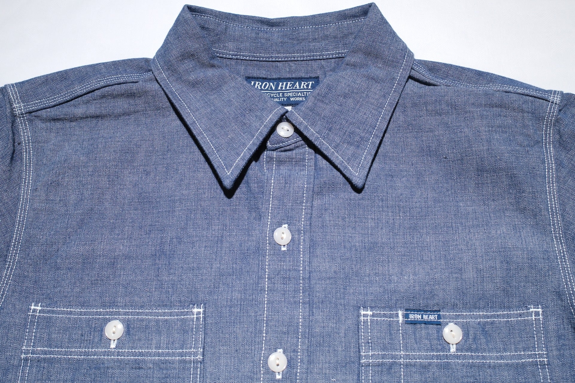 Iron Heart 10oz Indigo Dyed Selvedge Slubby Chambray Workshirt