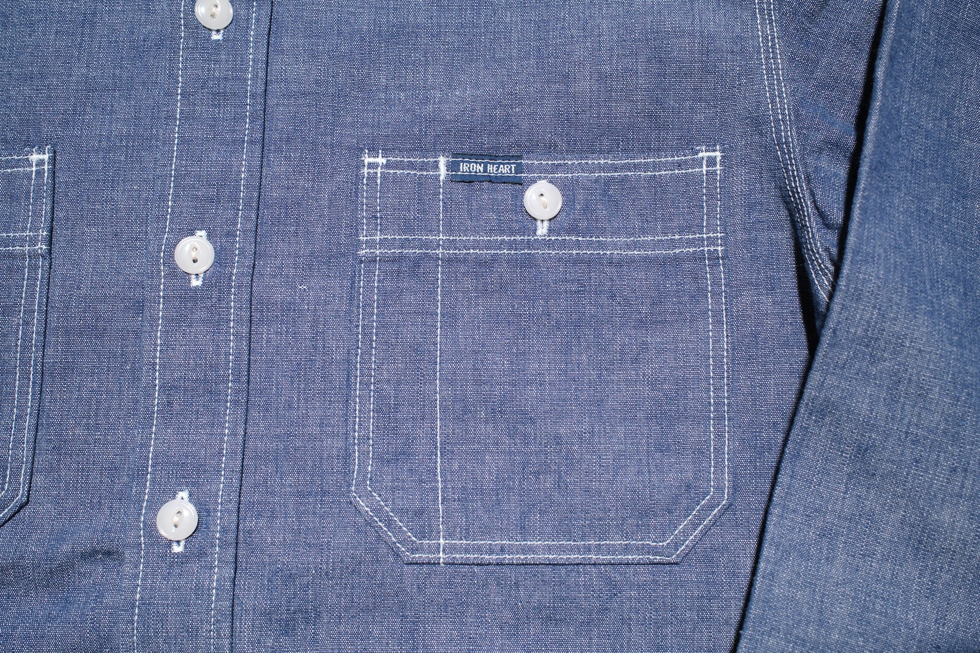 Iron Heart 10oz Indigo Dyed Selvedge Slubby Chambray Workshirt