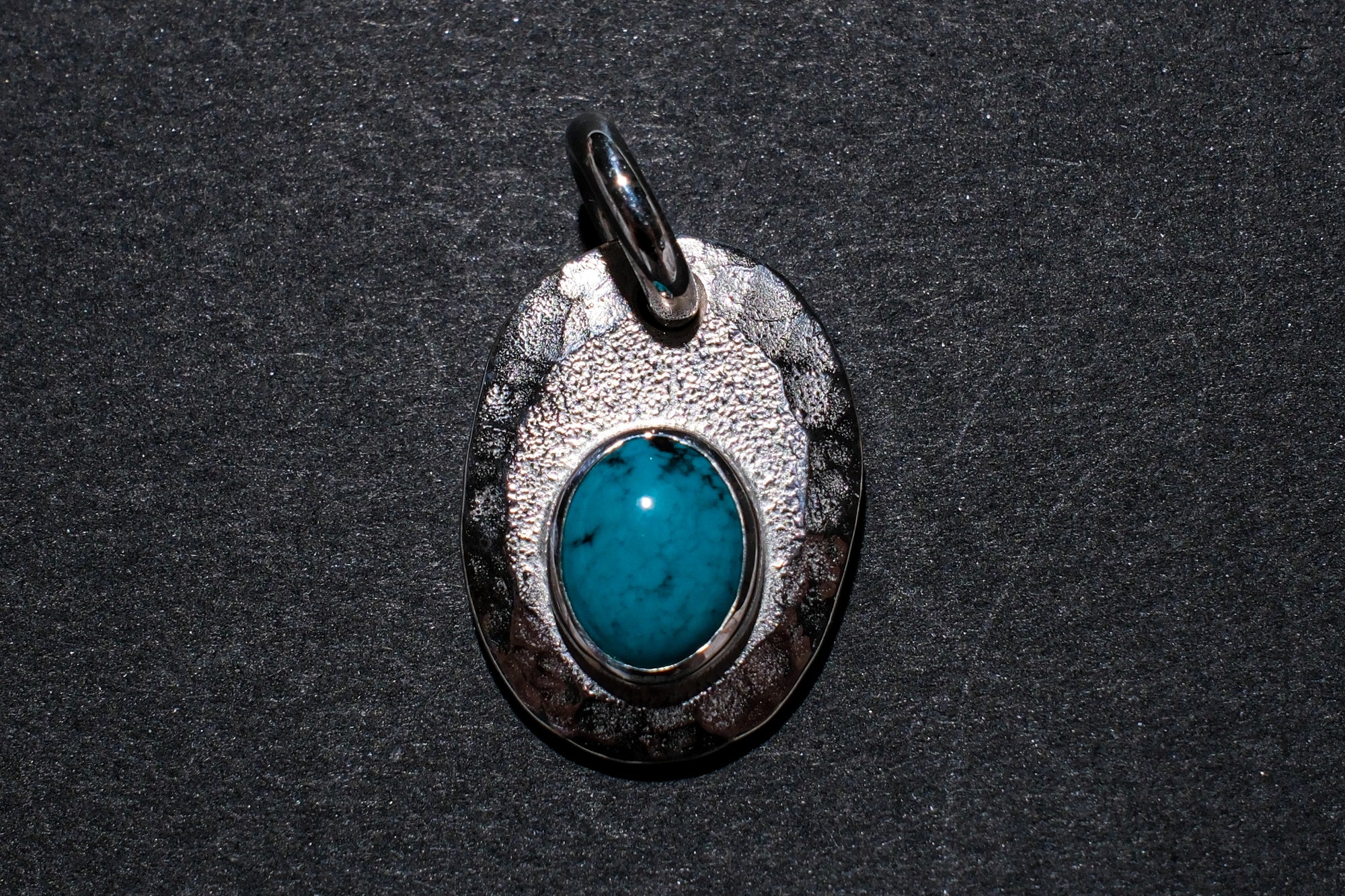 Legend Size Large "Plate" Pendant With Turquoise (P-3-TQ)