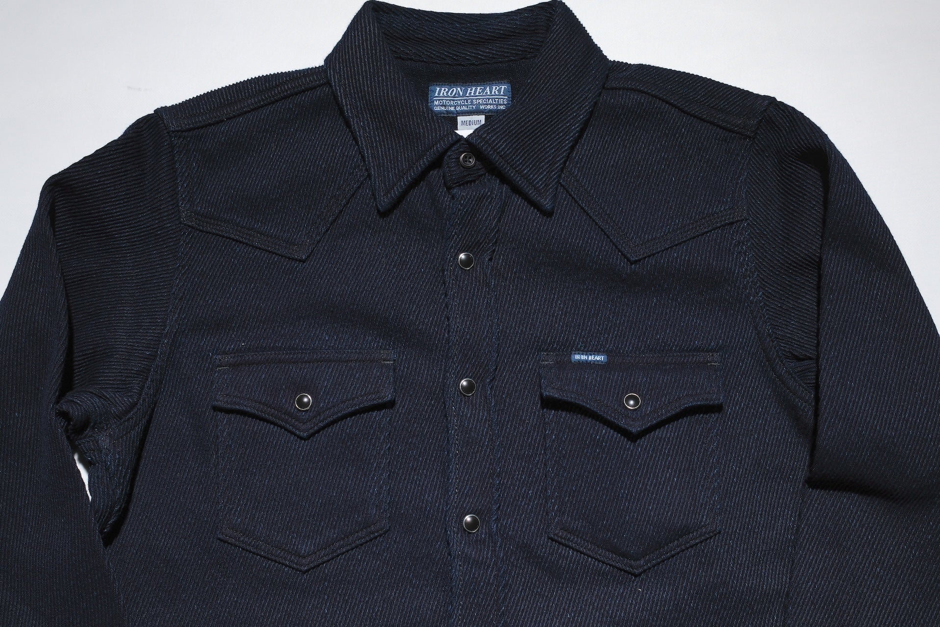 Iron Heart 14oz Heavyweight Indigo Dyed Kersey Western Shirt