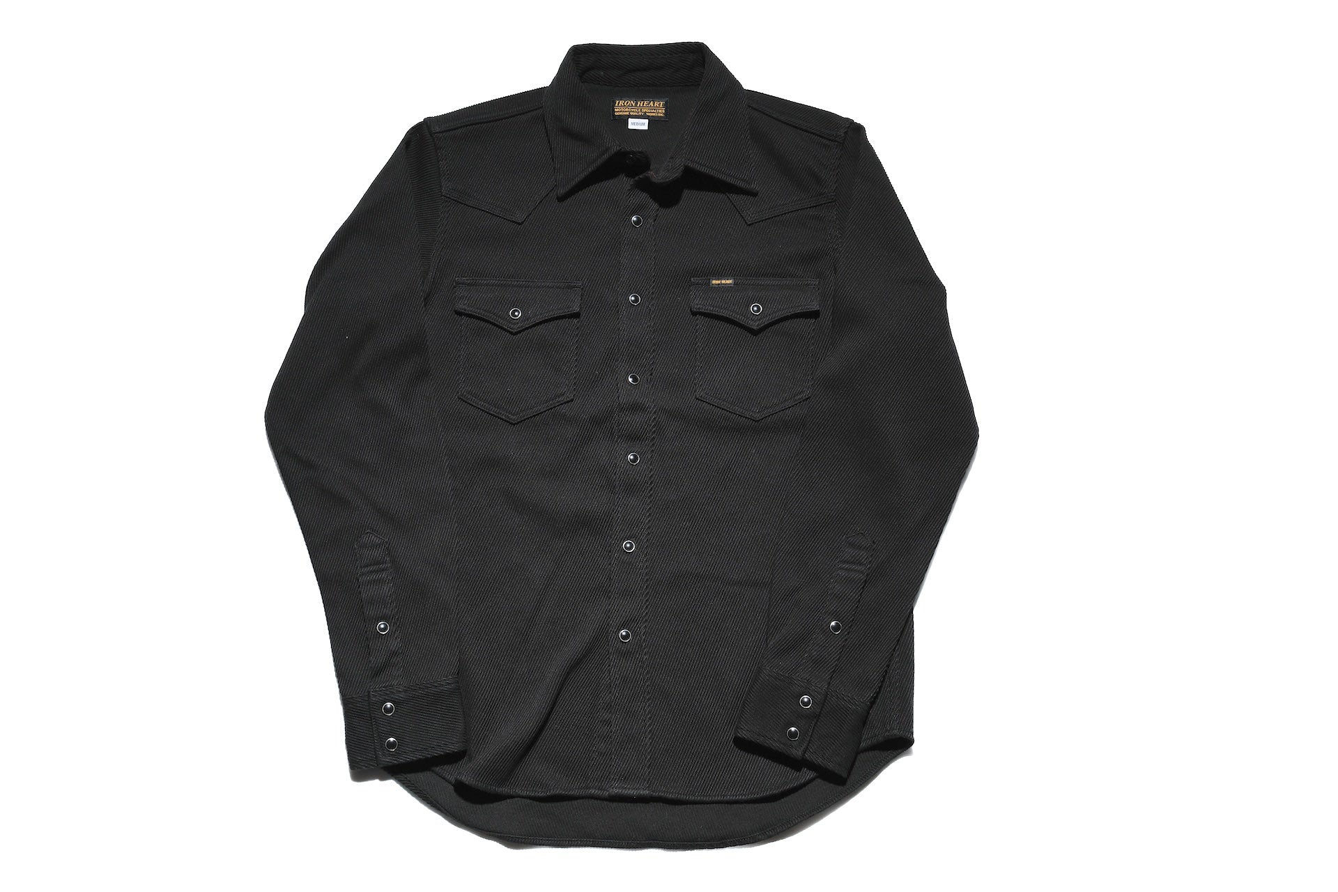 Iron Heart 14oz Heavyweight Kersey Western Shirt (Black)