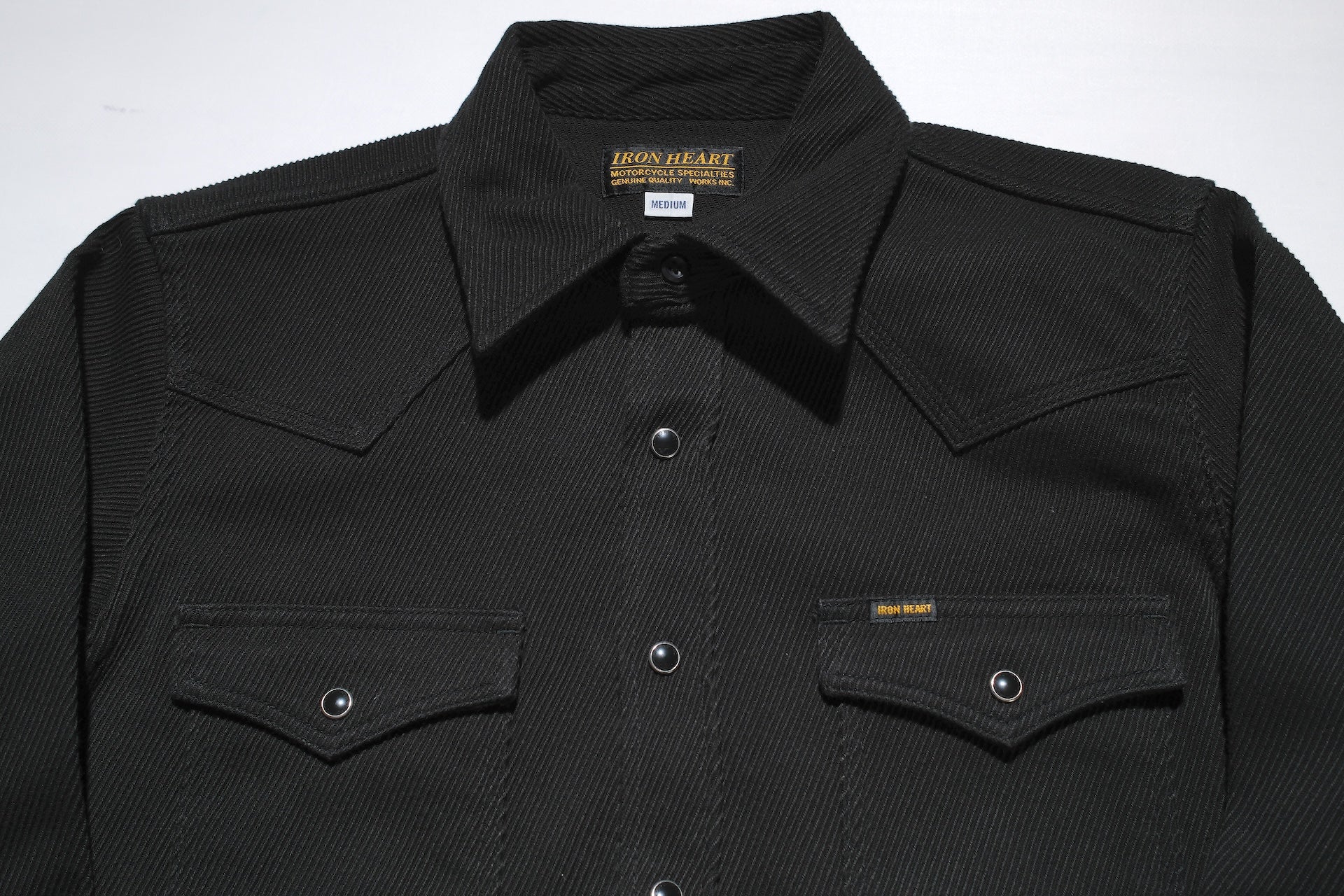 Iron Heart 14oz Heavyweight Kersey Western Shirt (Black)