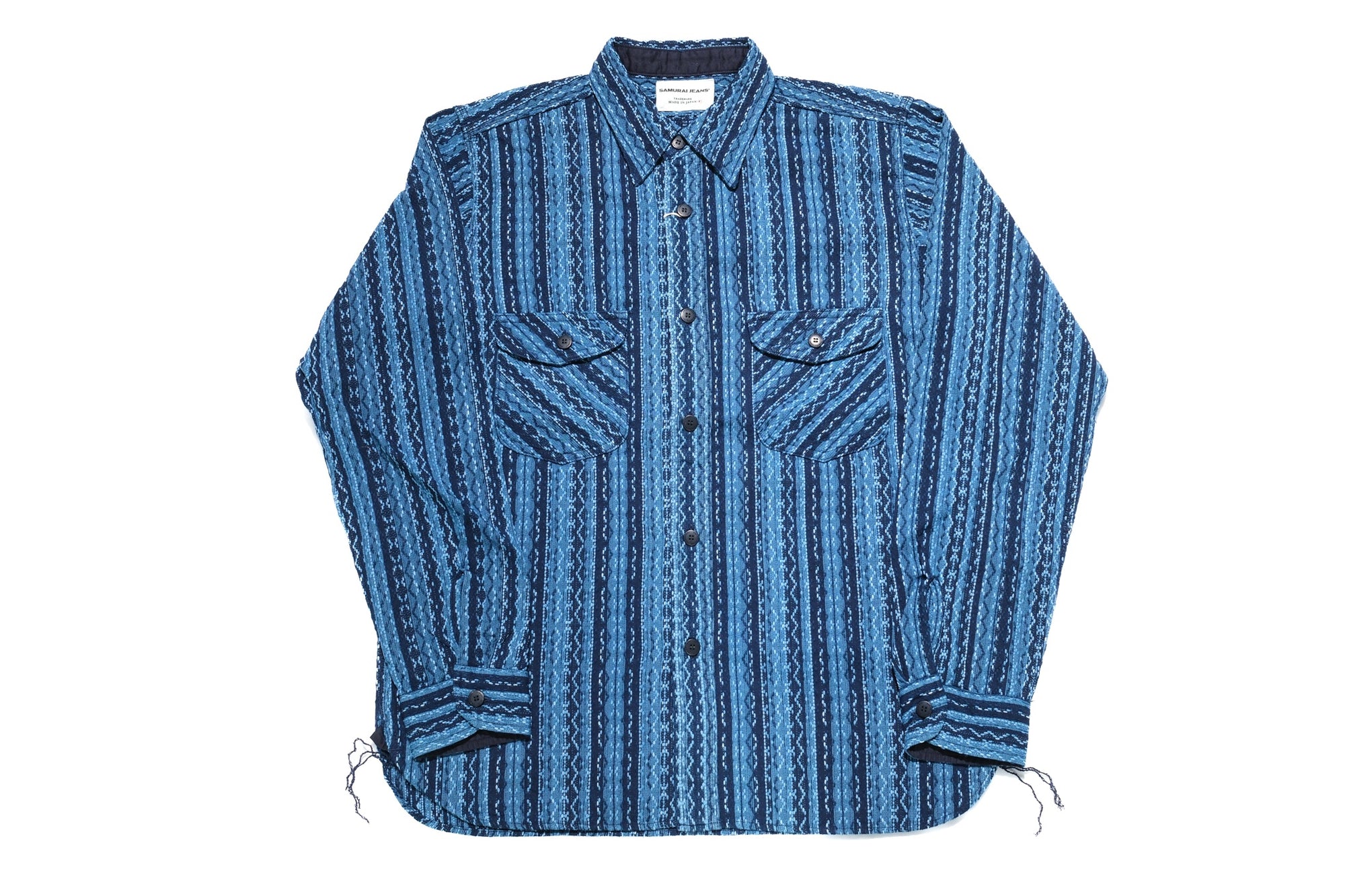Samurai Heavyweight Natural Indigo Dyed “Rainy Sashiko” Workshirt (Overseas Edition)