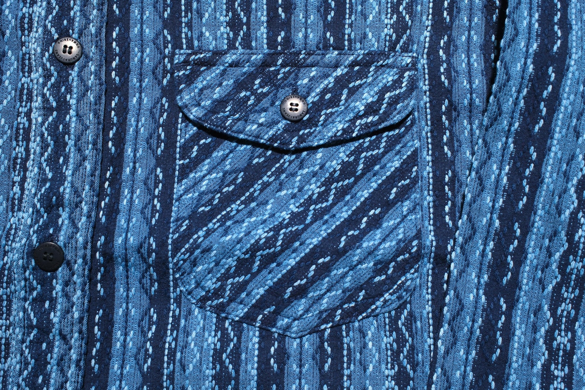 Samurai Heavyweight Natural Indigo Dyed “Rainy Sashiko” Workshirt (Overseas Edition)