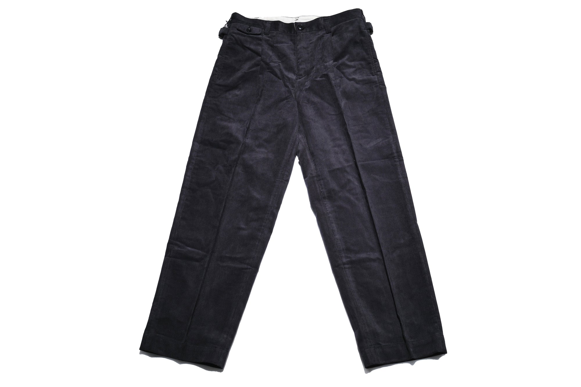 MOMOTARO JEANS 13-Wales Corduroy Tailored Trousers (Black)