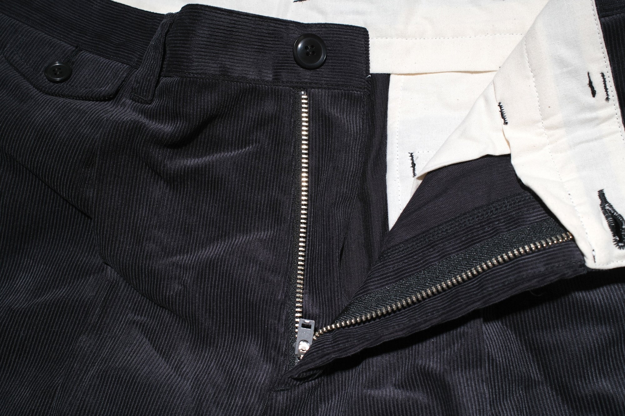 MOMOTARO JEANS 13-Wales Corduroy Tailored Trousers (Black)