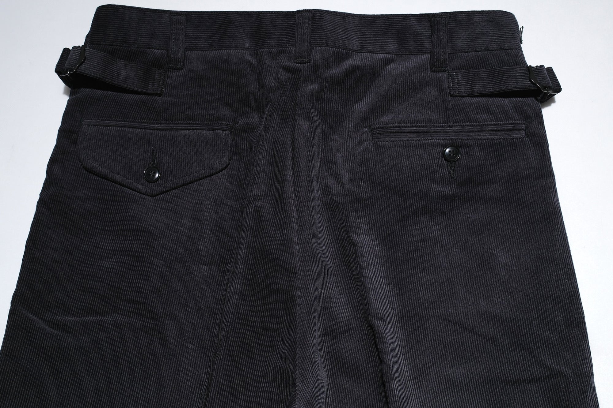 MOMOTARO JEANS 13-Wales Corduroy Tailored Trousers (Black)