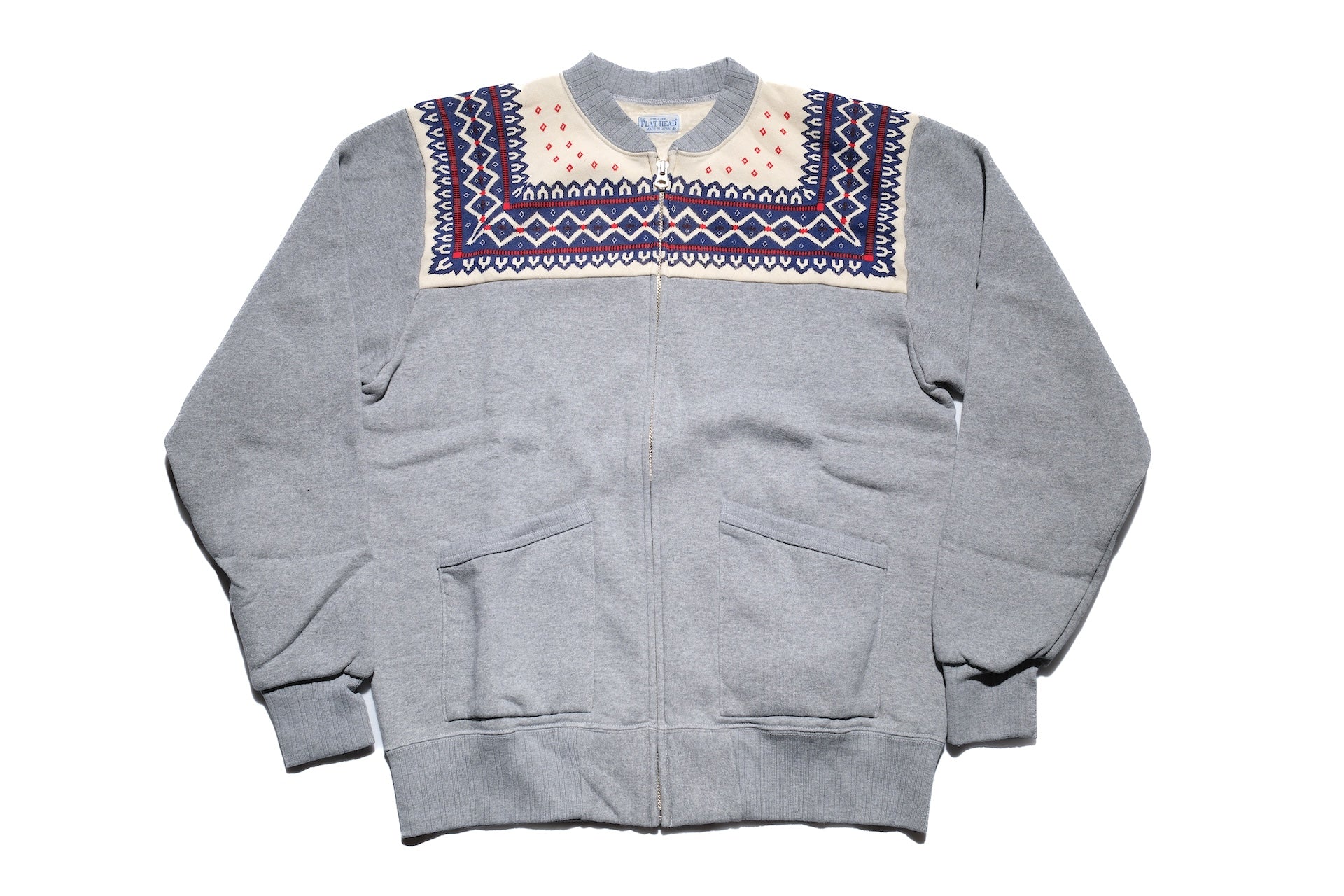 The Flat Head 11oz "Snowflake" Loopwheeled Zip-Up Sweatshirt (Grey)