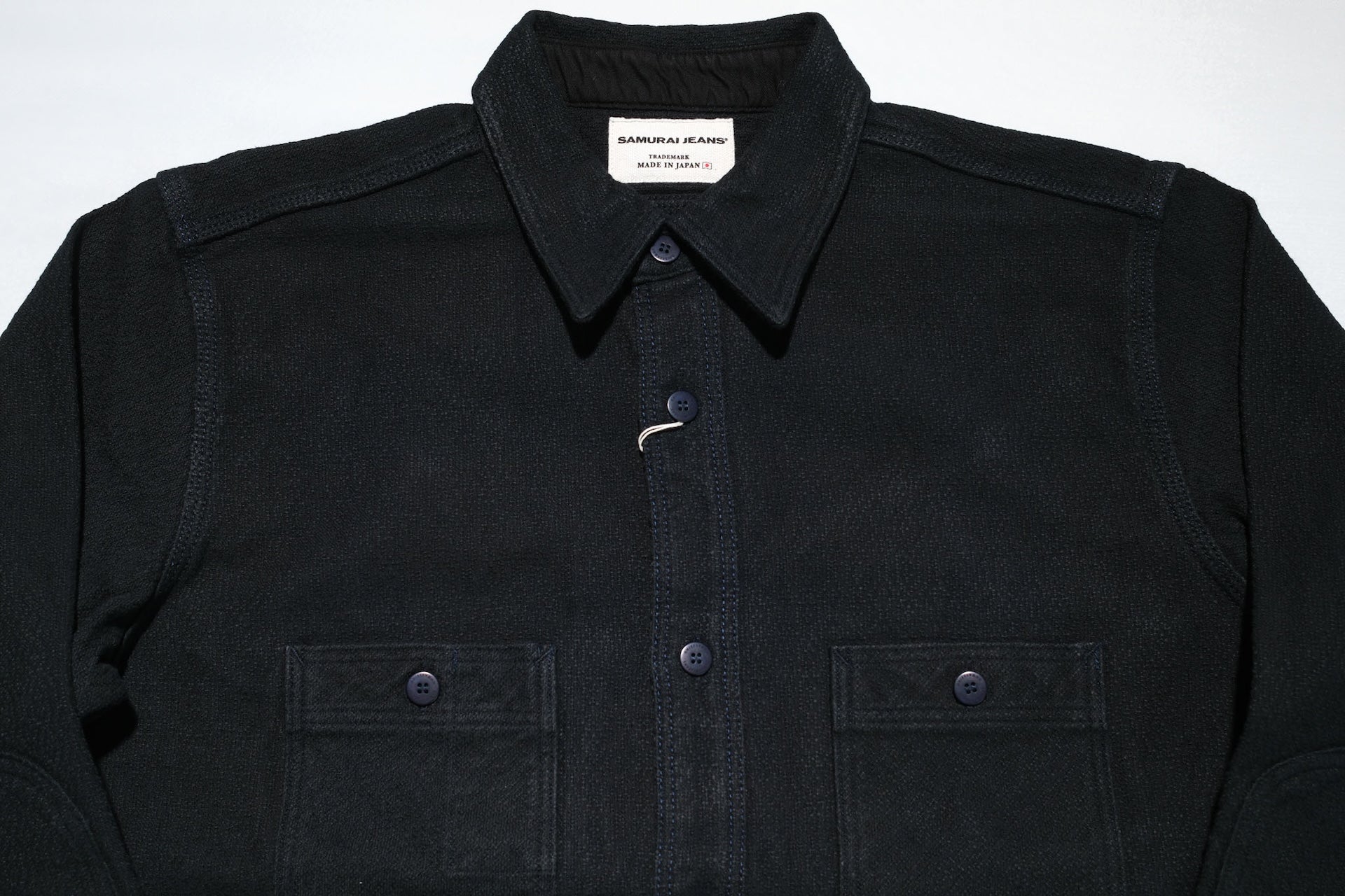 Samurai “Ultimate Black” Sashiko Flannel Workshirt (Oversea Edition)