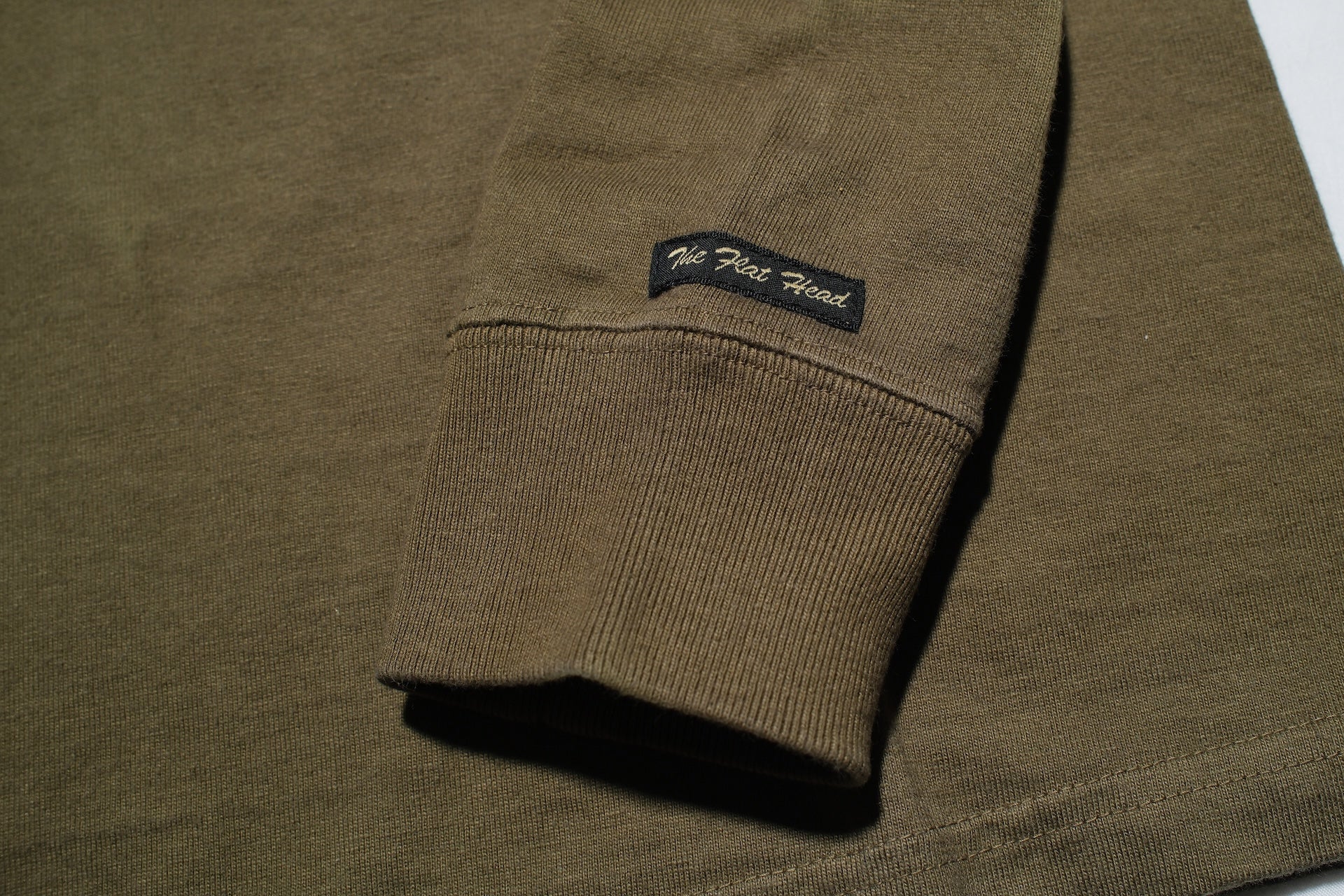 The Flat Head 9oz Loopwheeled L/S Henley Tee (Olive)