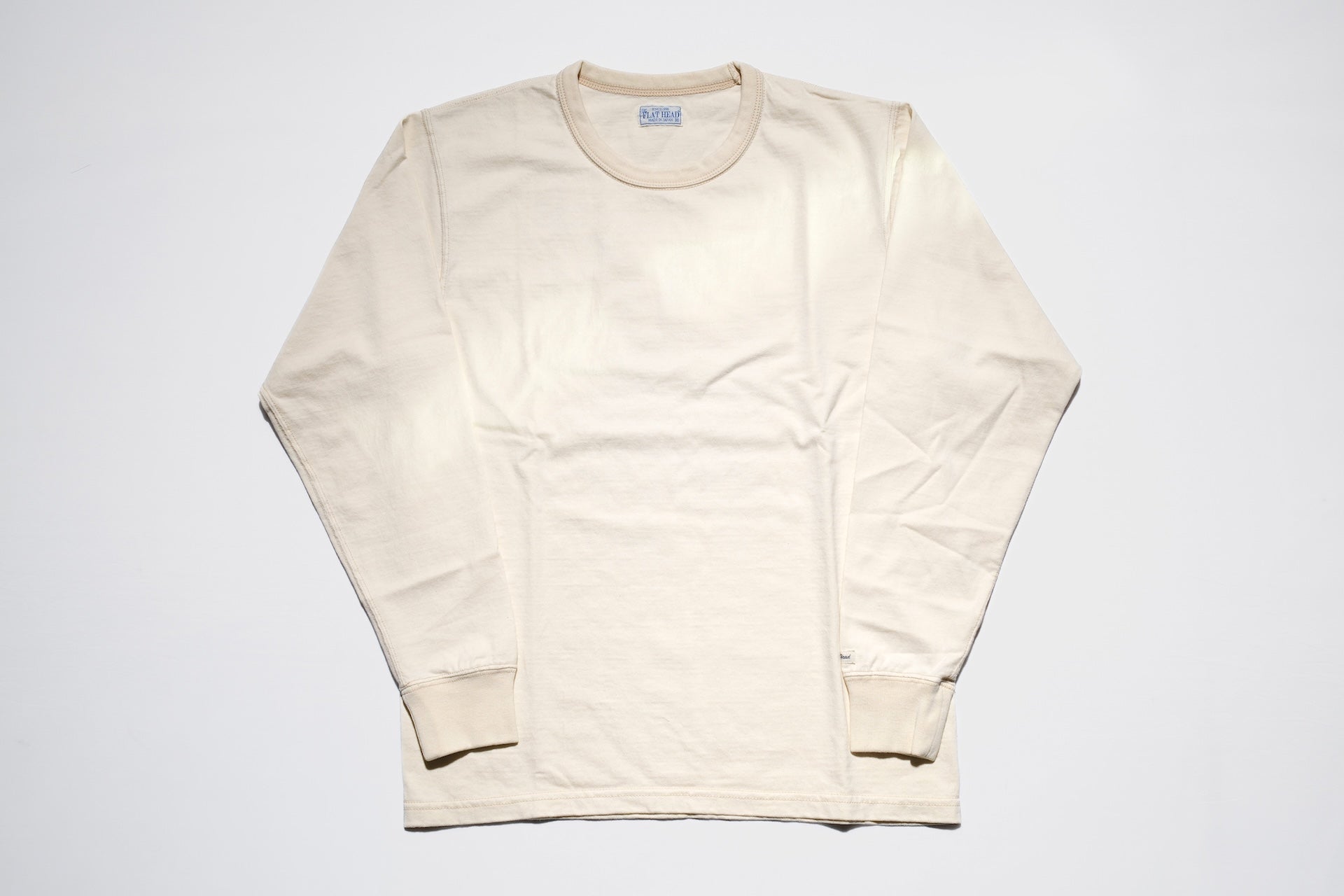 The Flat Head 9oz Loopwheel L/S Plain Tee (Cream)