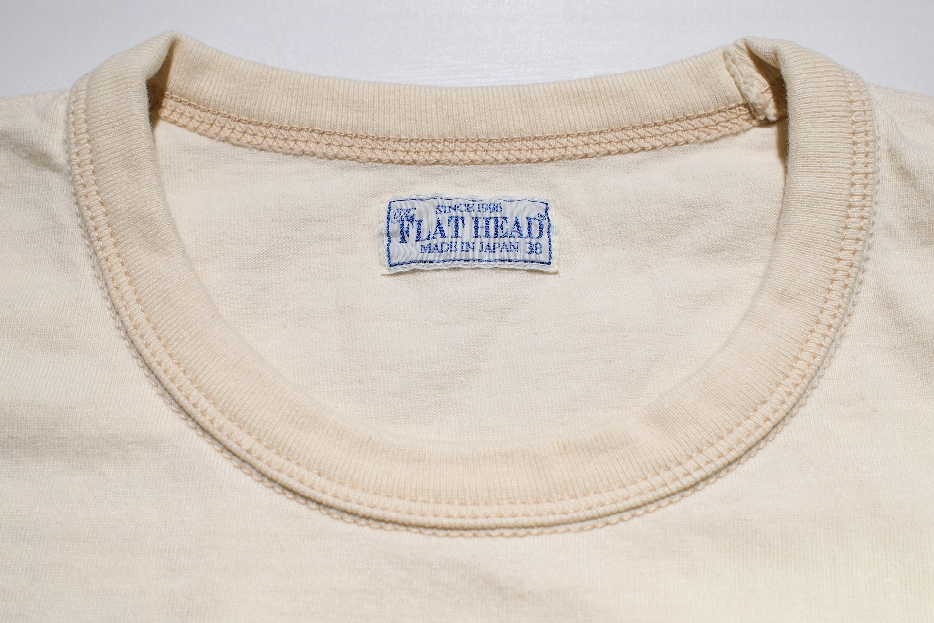 The Flat Head 9oz Loopwheel L/S Plain Tee (Cream)