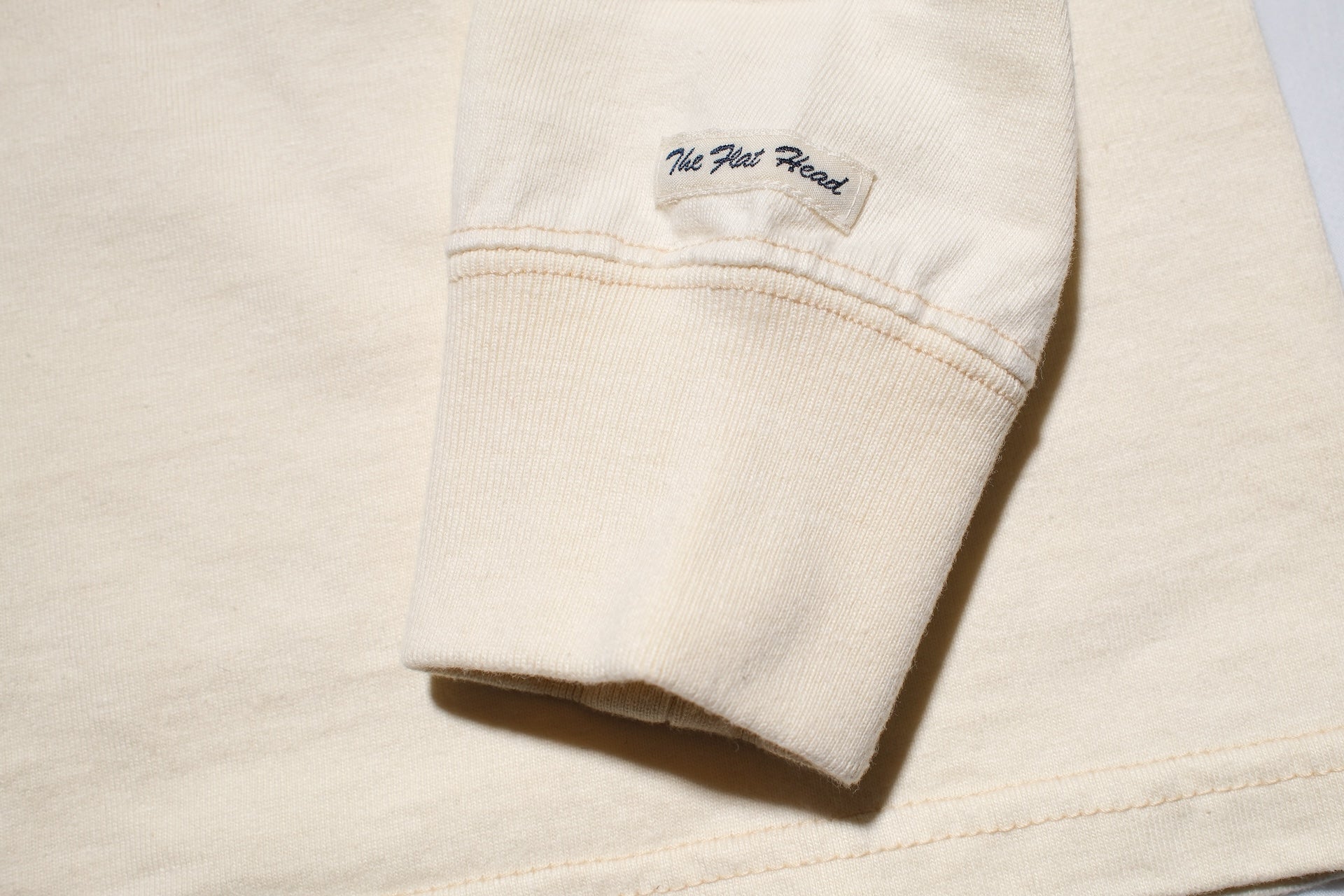 The Flat Head 9oz Loopwheel L/S Plain Tee (Cream)