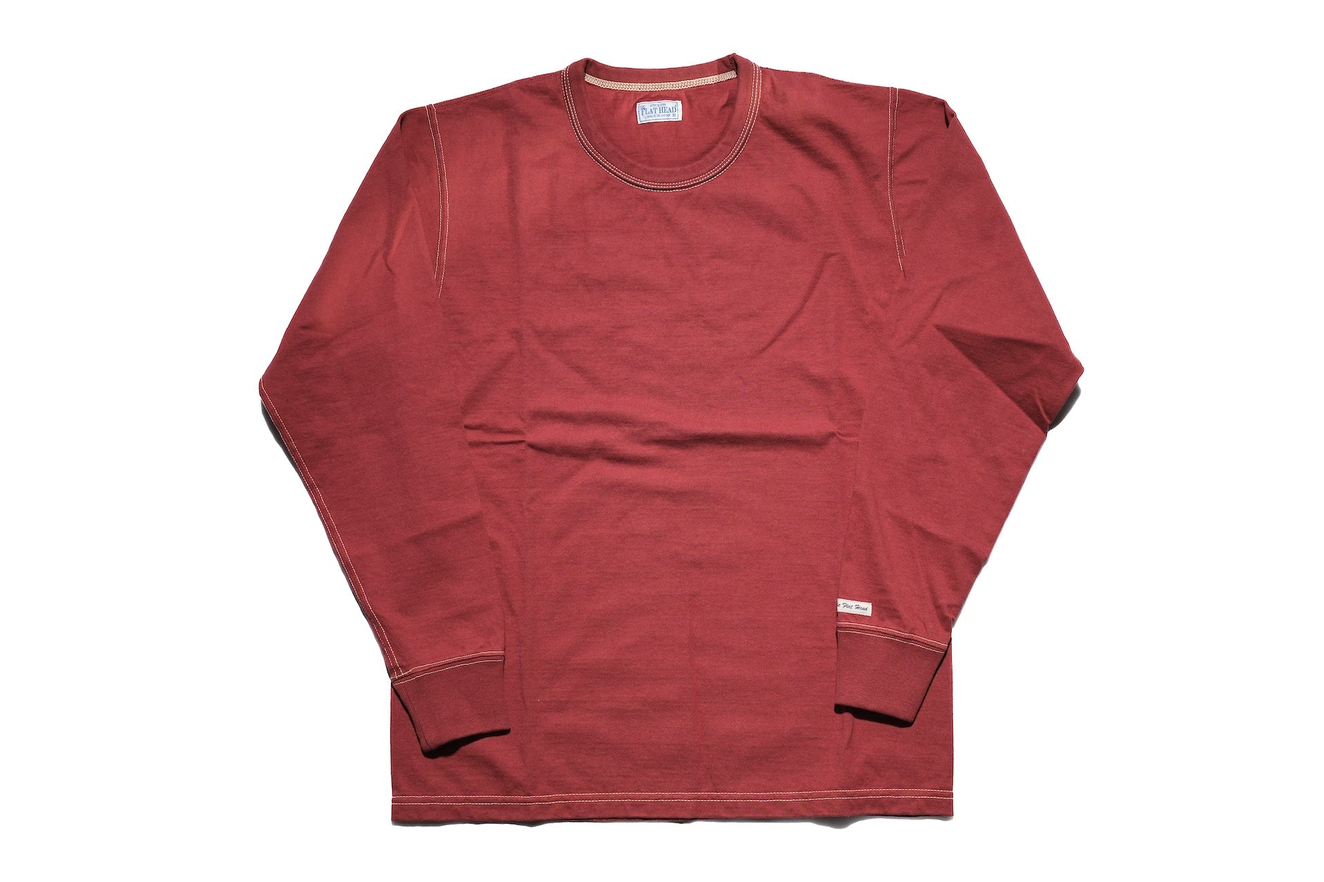 The Flat Head 9oz Loopwheel L/S Plain Tee (Burgundy)