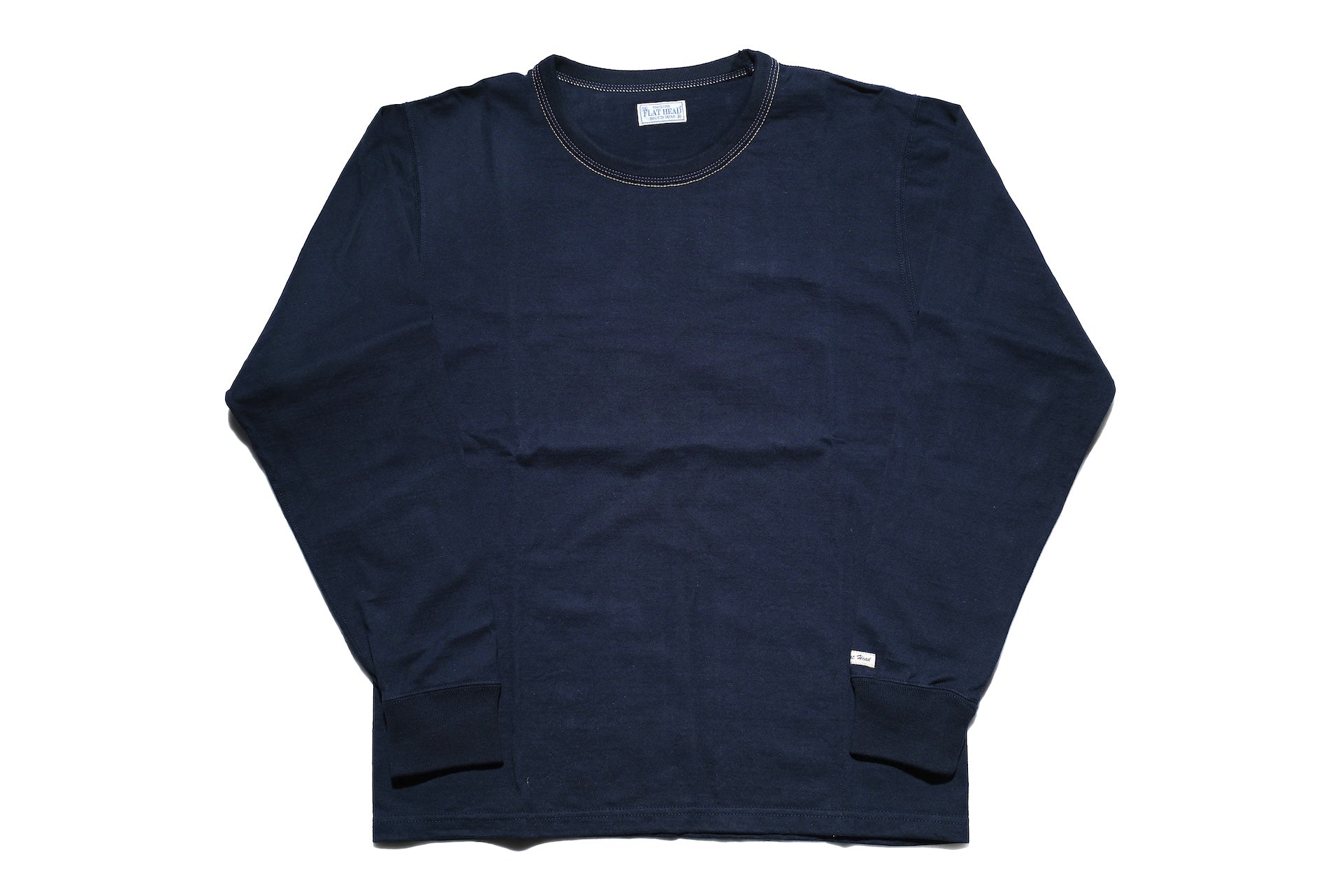 The Flat Head 9oz Loopwheel L/S Plain Tee (Navy)