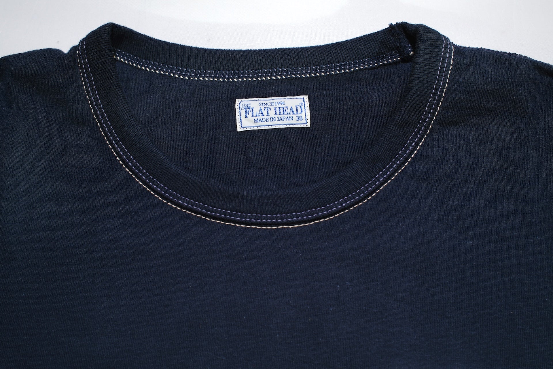 The Flat Head 9oz Loopwheel L/S Plain Tee (Navy)