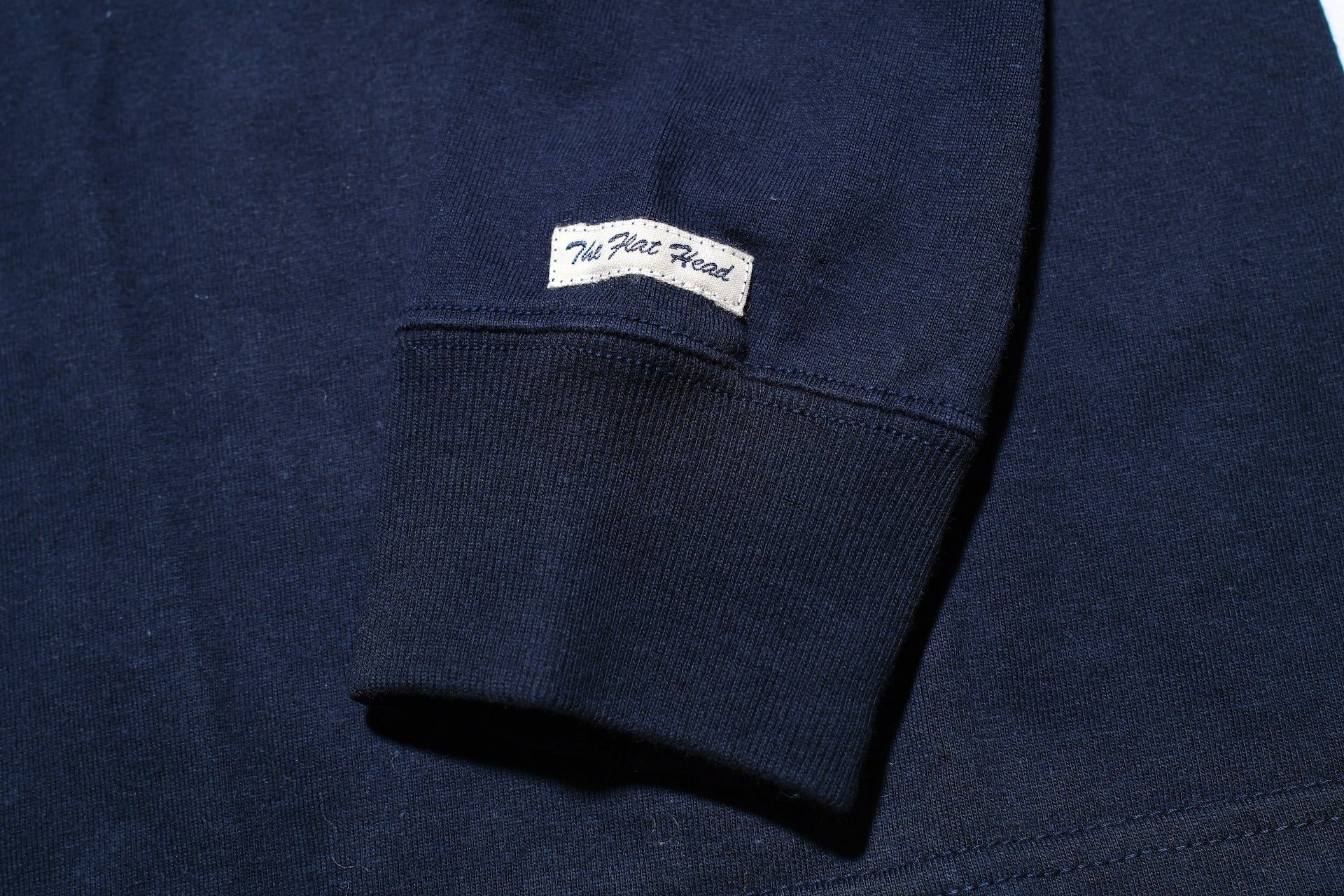 The Flat Head 9oz Loopwheel L/S Plain Tee (Navy)