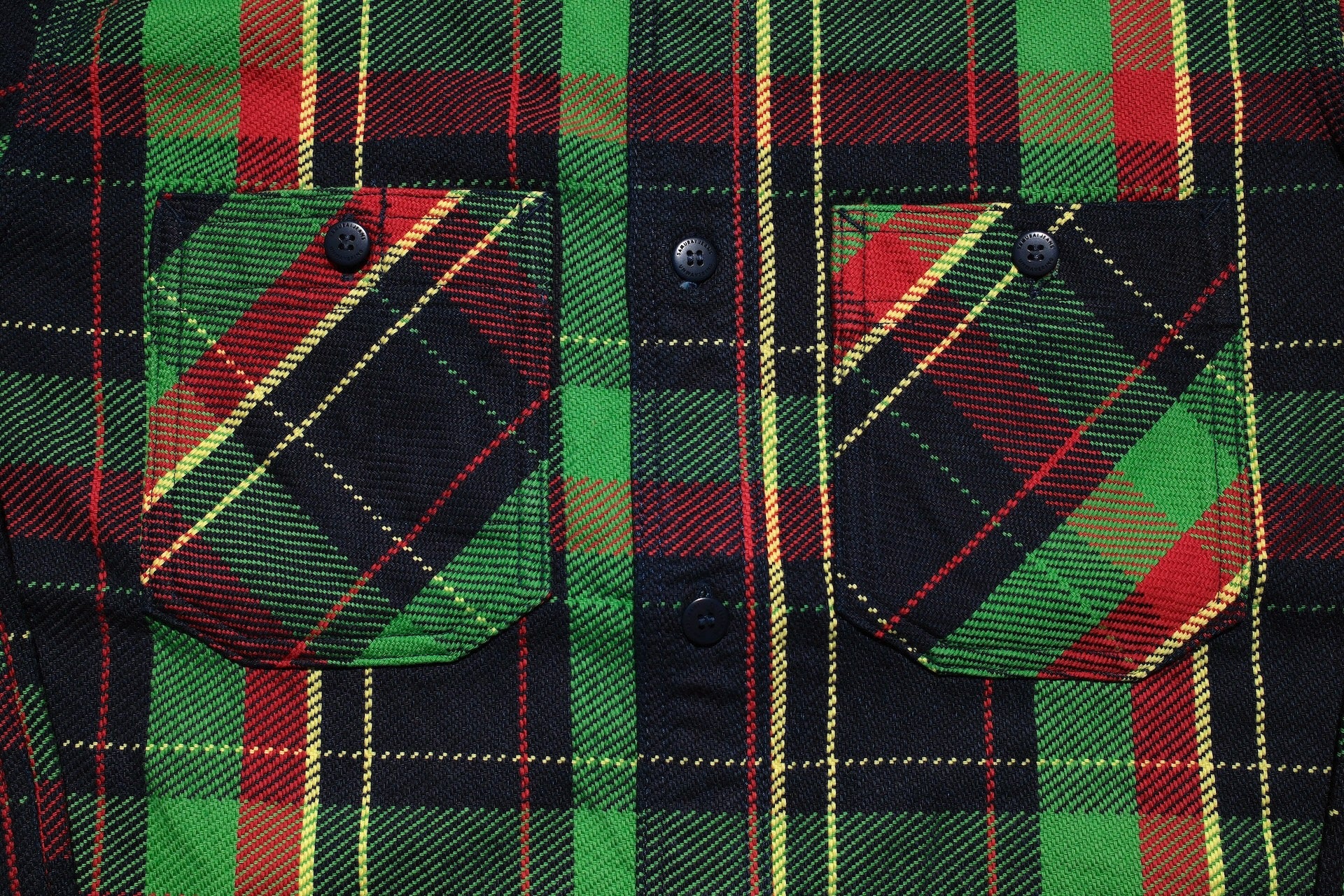 Samurai Indigo Dyed Heavyweight Flannel Workshirt (Lumberjack Green)