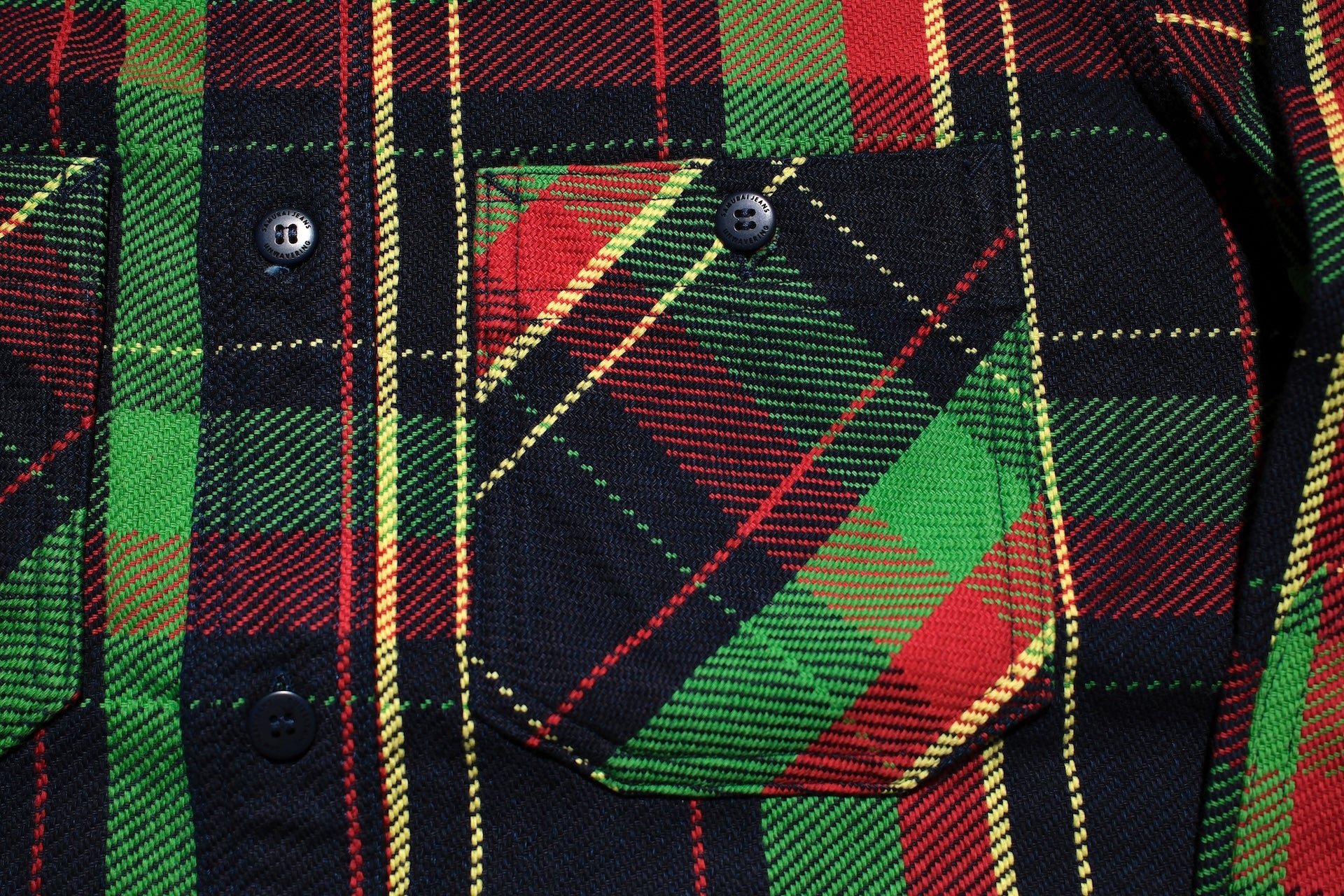 Samurai Indigo Dyed Heavyweight Flannel Workshirt (Lumberjack Green)