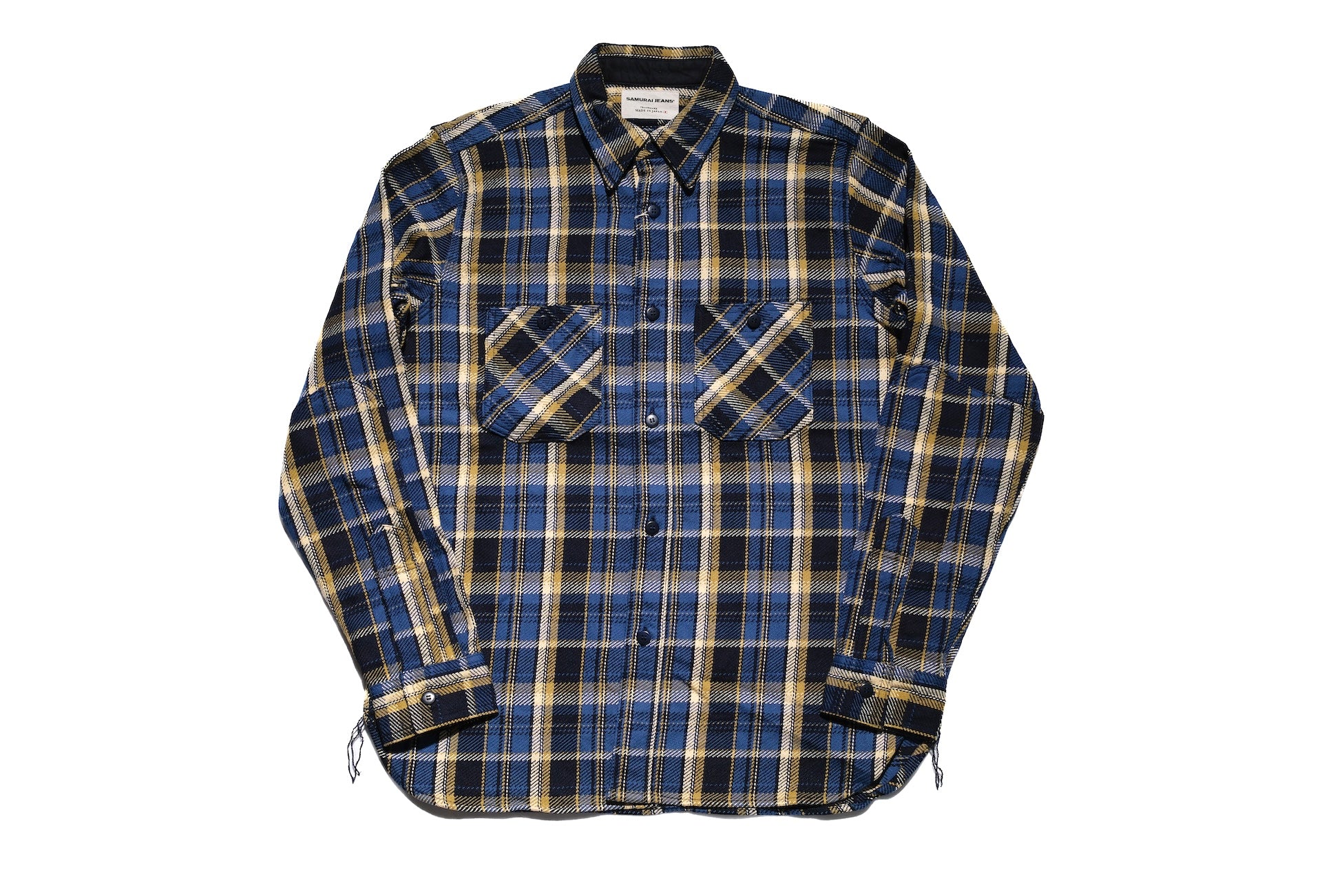 Samurai Indigo Dyed Heavyweight Flannel Workshirt (Ocean Blue)