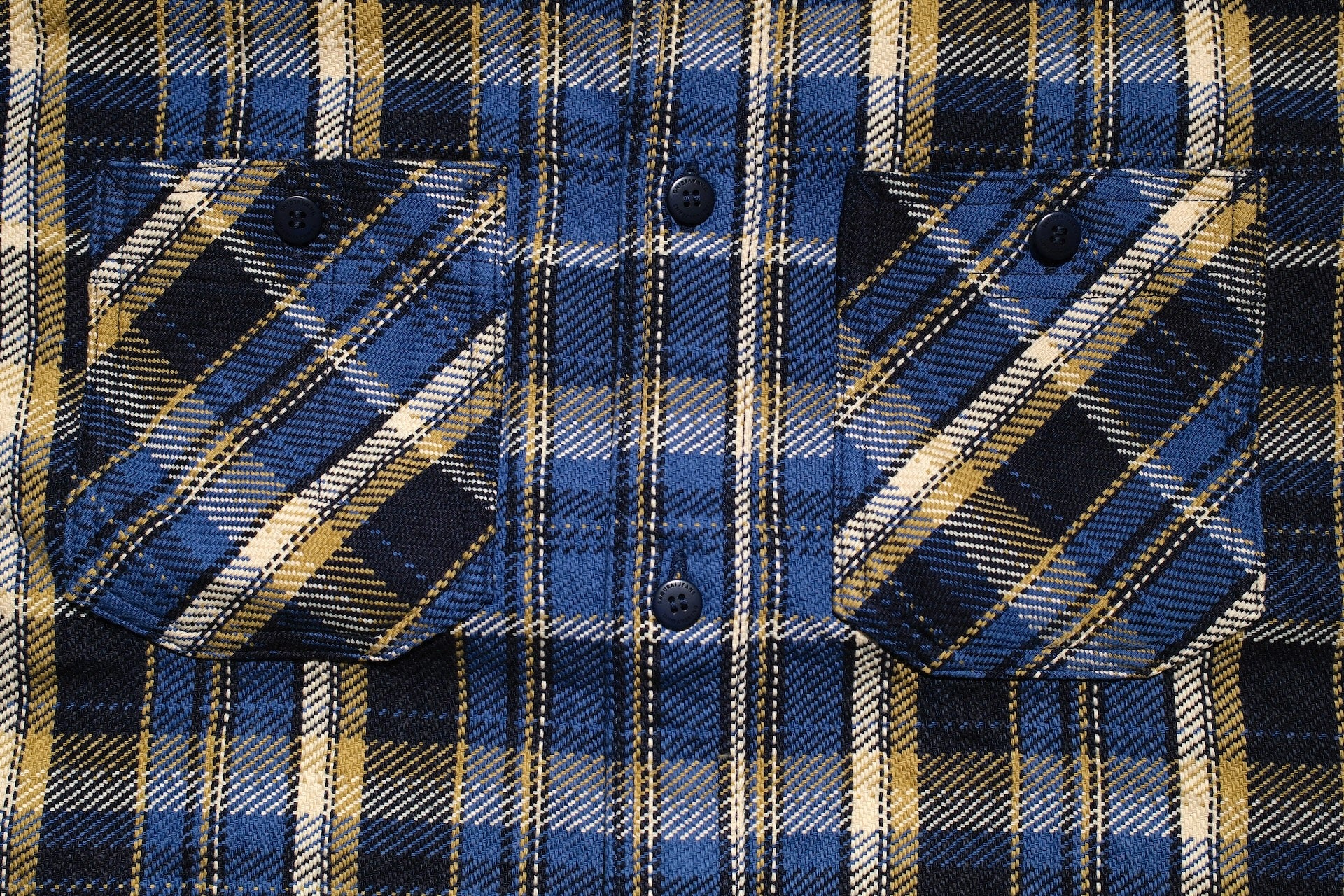 Samurai Indigo Dyed Heavyweight Flannel Workshirt (Ocean Blue)