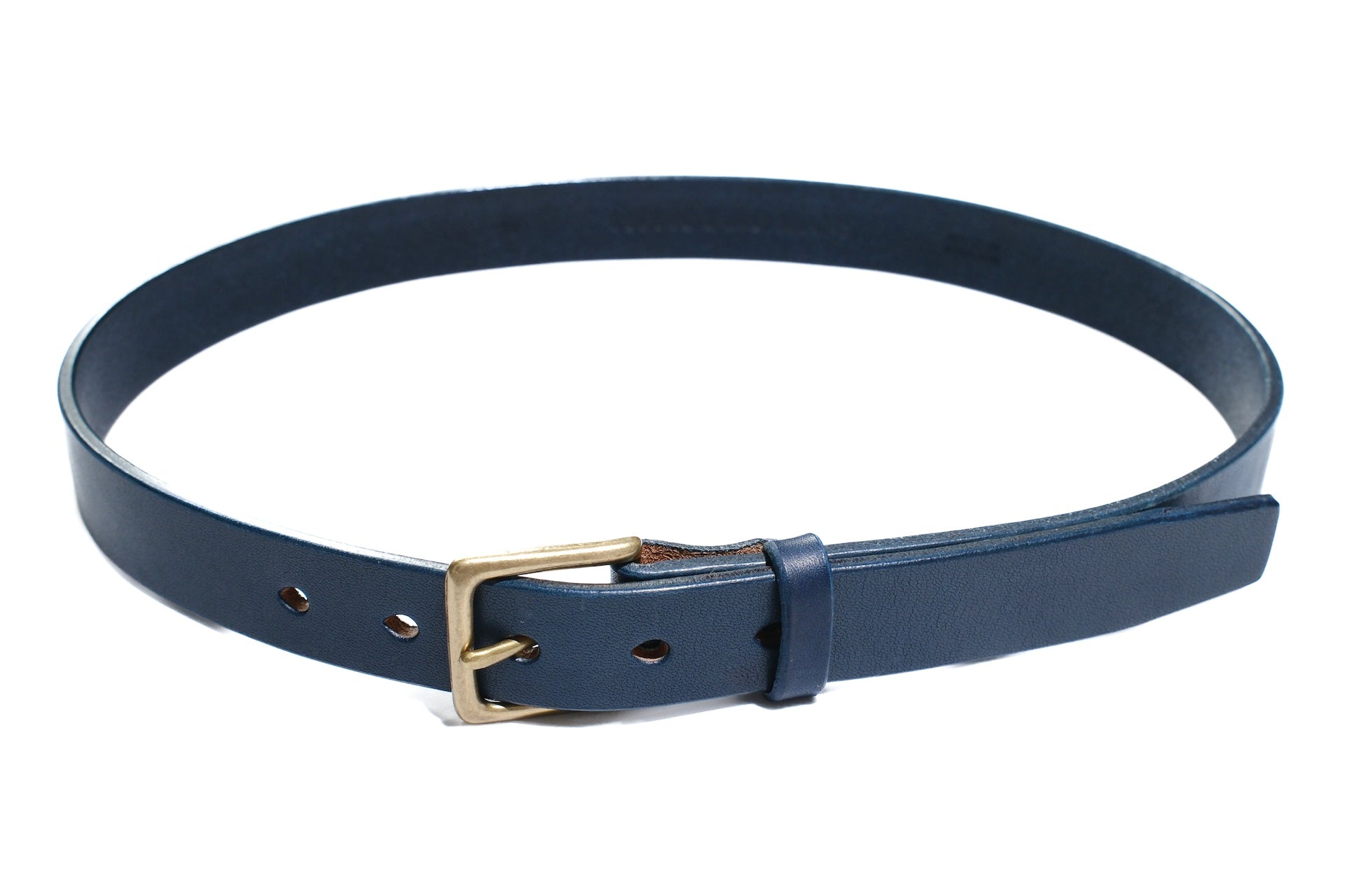 MOMOTARO JEANS “Benz Cowhide” Narrow Belt (Natural Indigo)