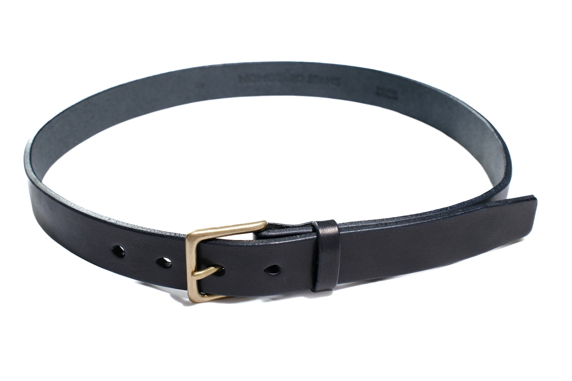 MOMOTARO JEANS “Benz Cowhide” Narrow Belt (Black Teacore)