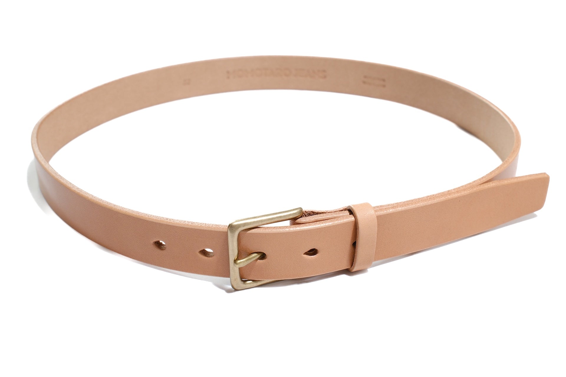 MOMOTARO JEANS “Benz Cowhide” Narrow Belt (Natural Tan)