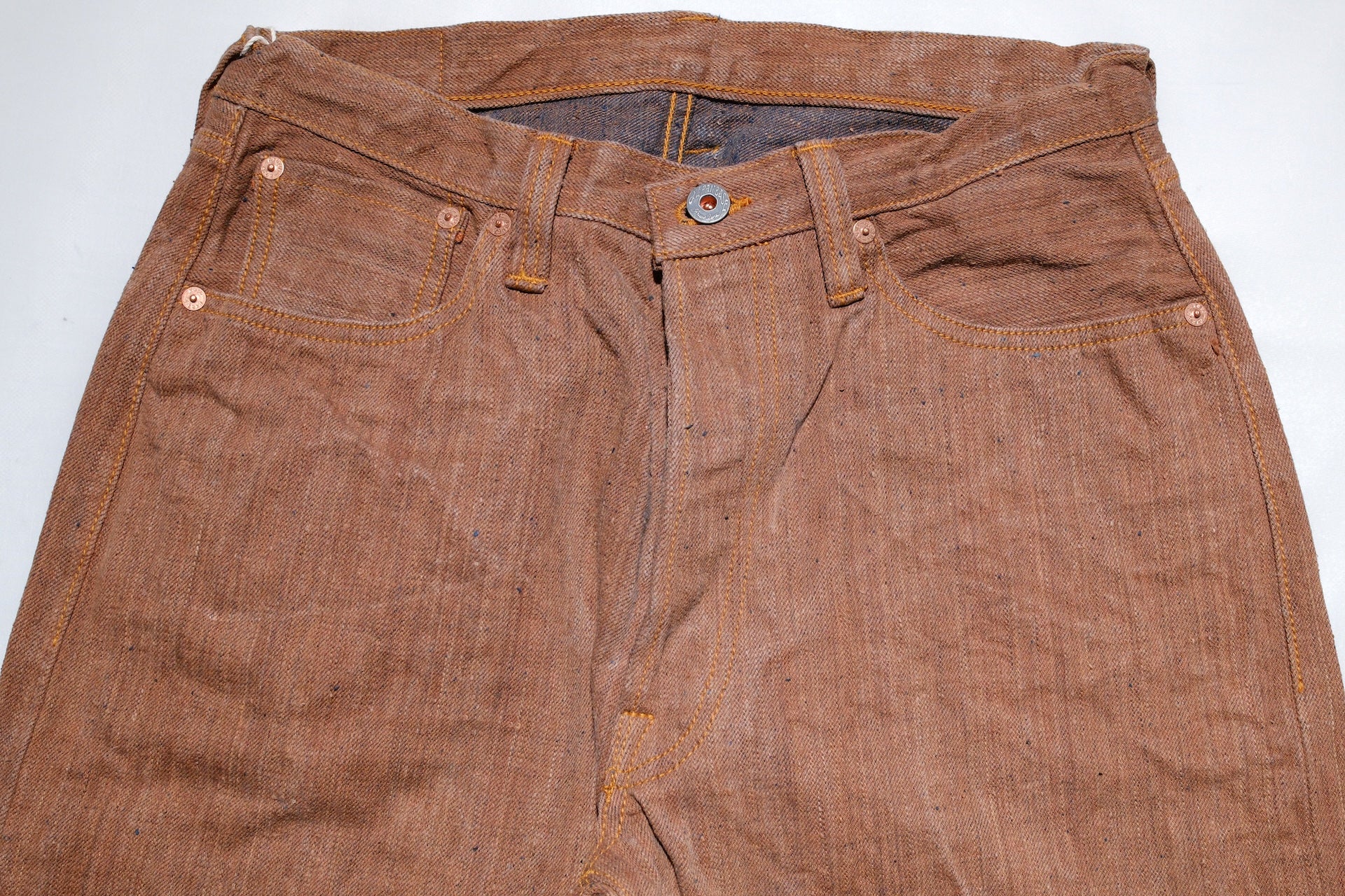 Graph Zero 13oz “Kakishibu x Natural Indigo” Neppy-Slub Denim (Classic Straight fit)