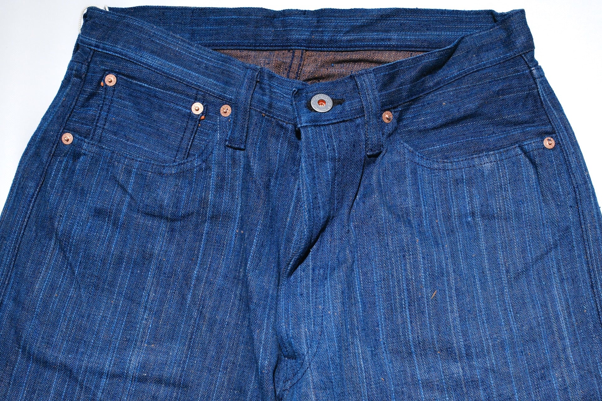 Graph Zero 13oz “Natural Indigo X Kakishibu” Vertical-Slub Denim (Classic Straight fit)