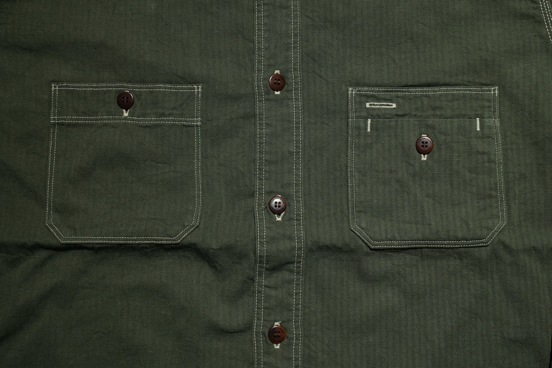 Samurai 6oz Selvage Herringbone Twill Workshirt (Olive)