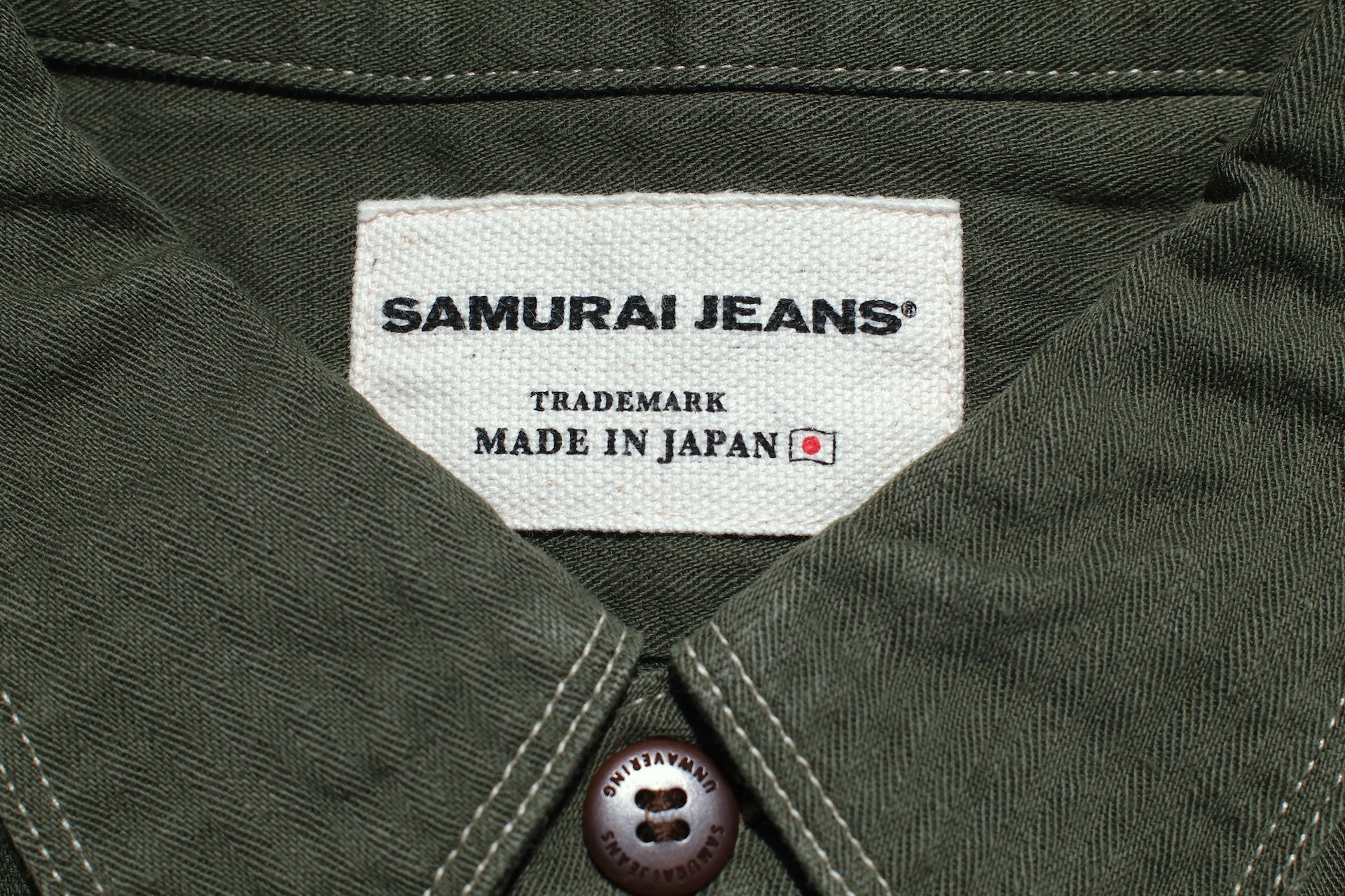 Samurai 6oz Selvage Herringbone Twill Workshirt (Olive)