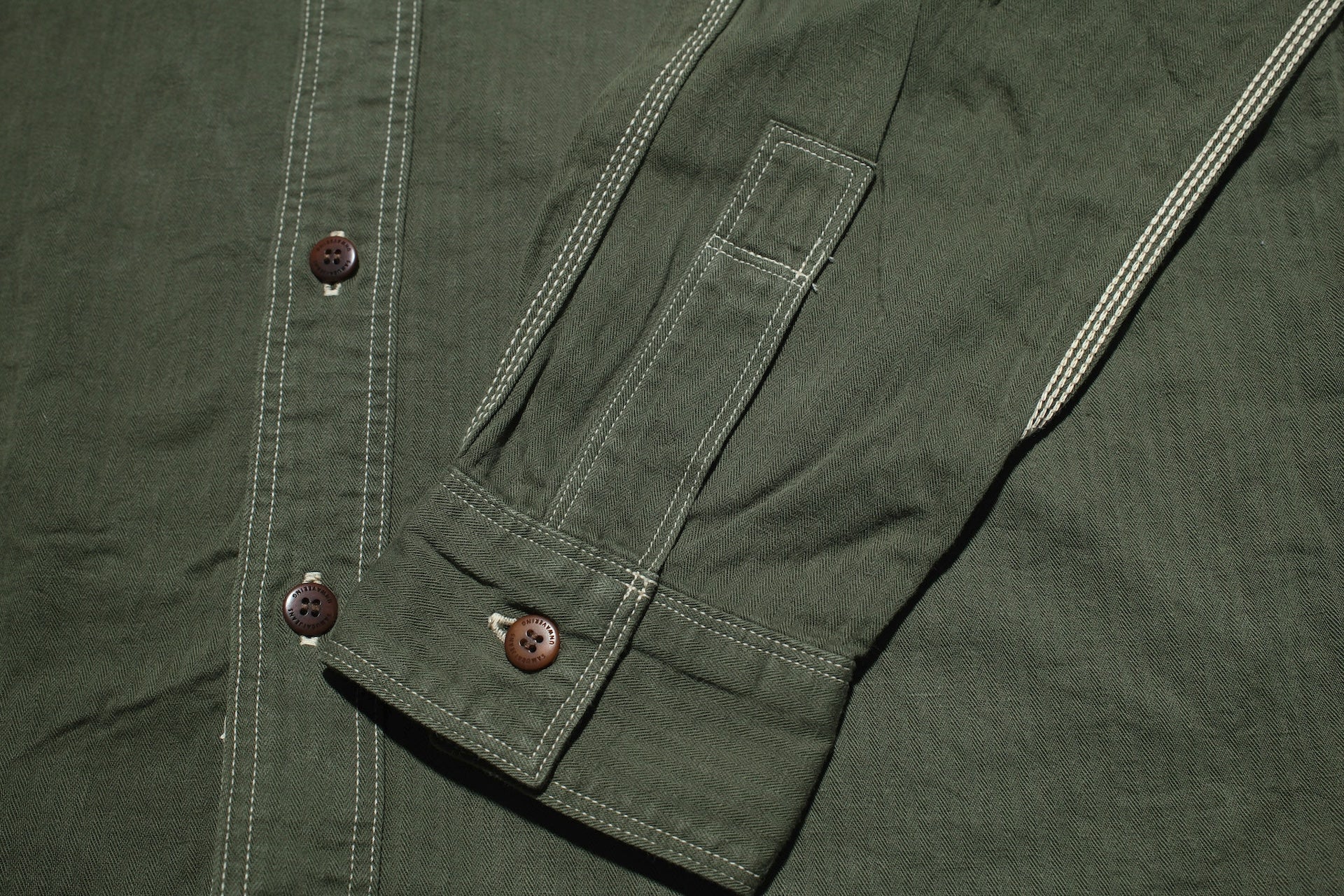 Samurai 6oz Selvage Herringbone Twill Workshirt (Olive)