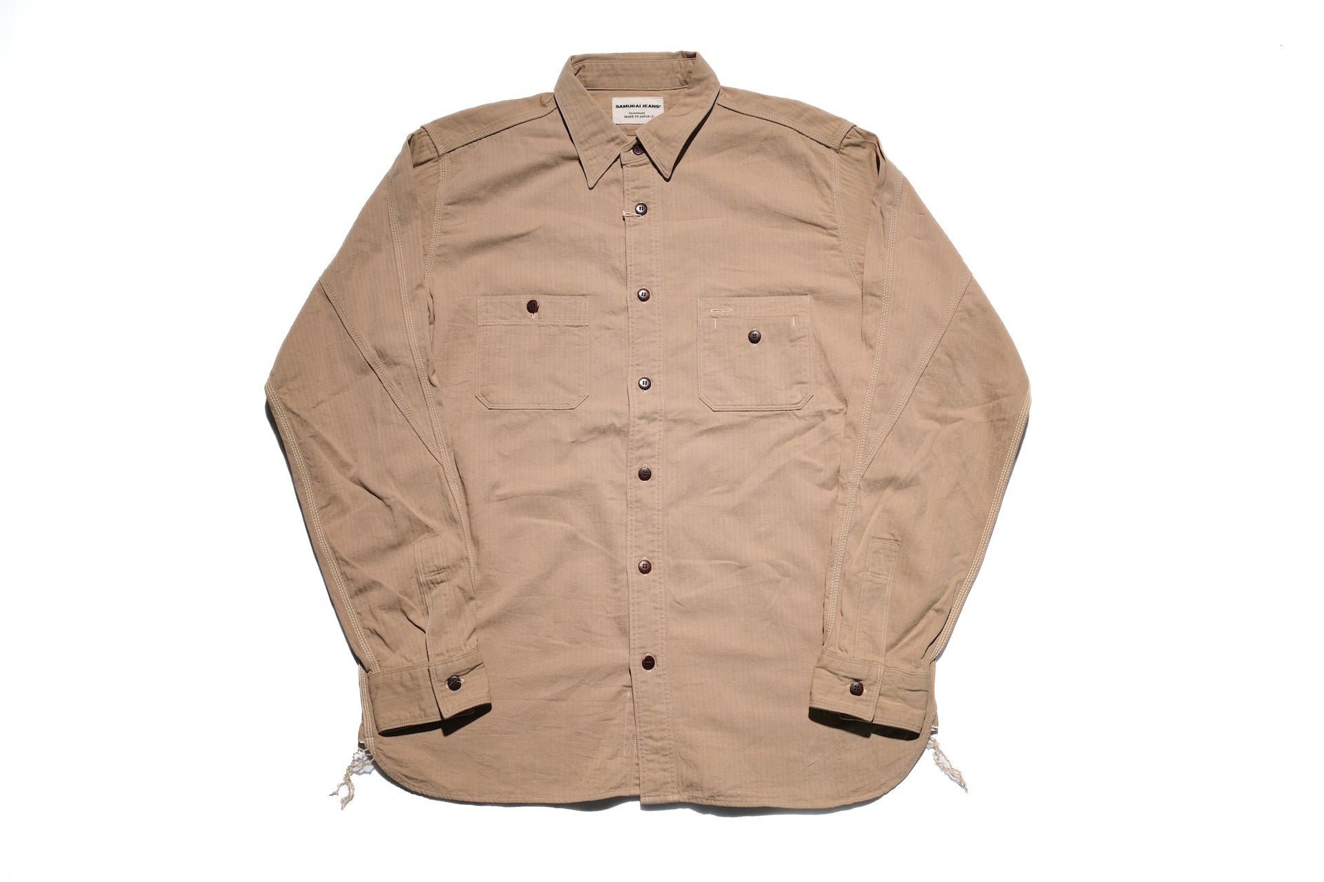 Samurai 6oz Selvage Herringbone Twill Workshirt (Beige)