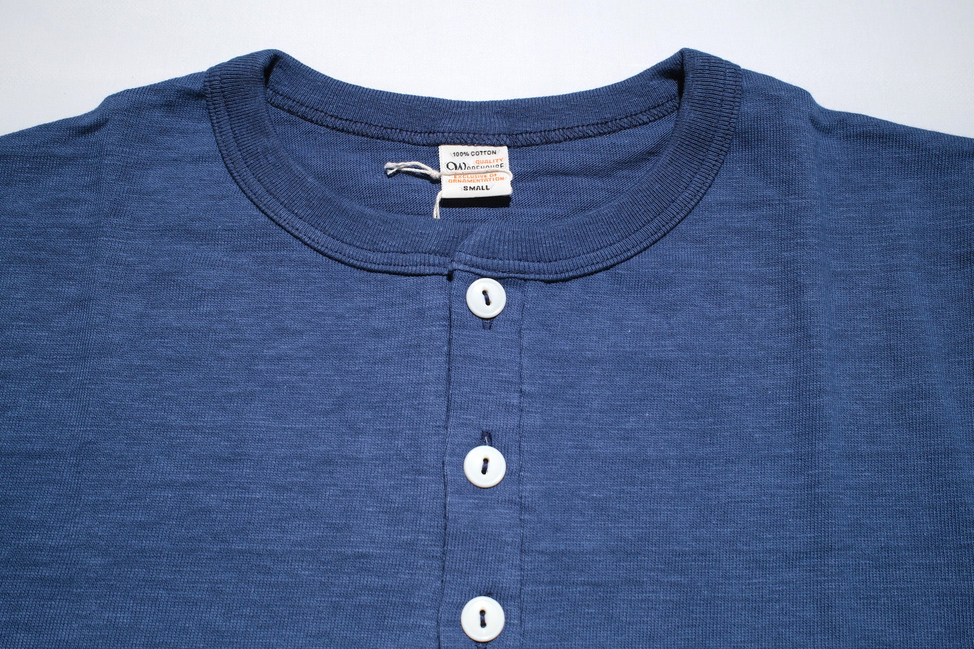 Warehouse 5.5oz "Bamboo Textured" Henley Tee (Fade Blue)