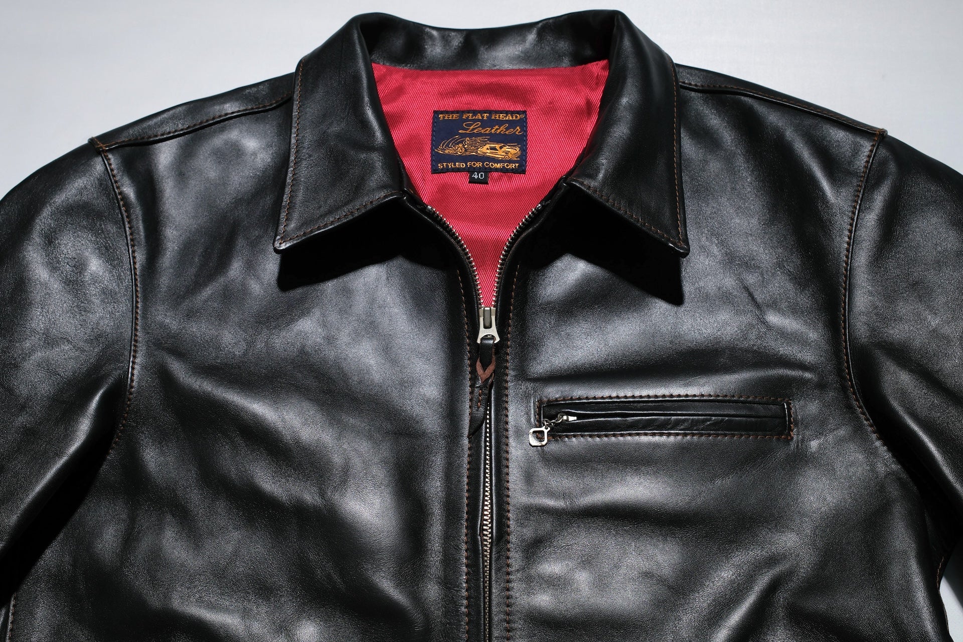 The Flat Head 'Ultimate' Horsehide 40s Single Riders Jacket (Black Tea-cored)