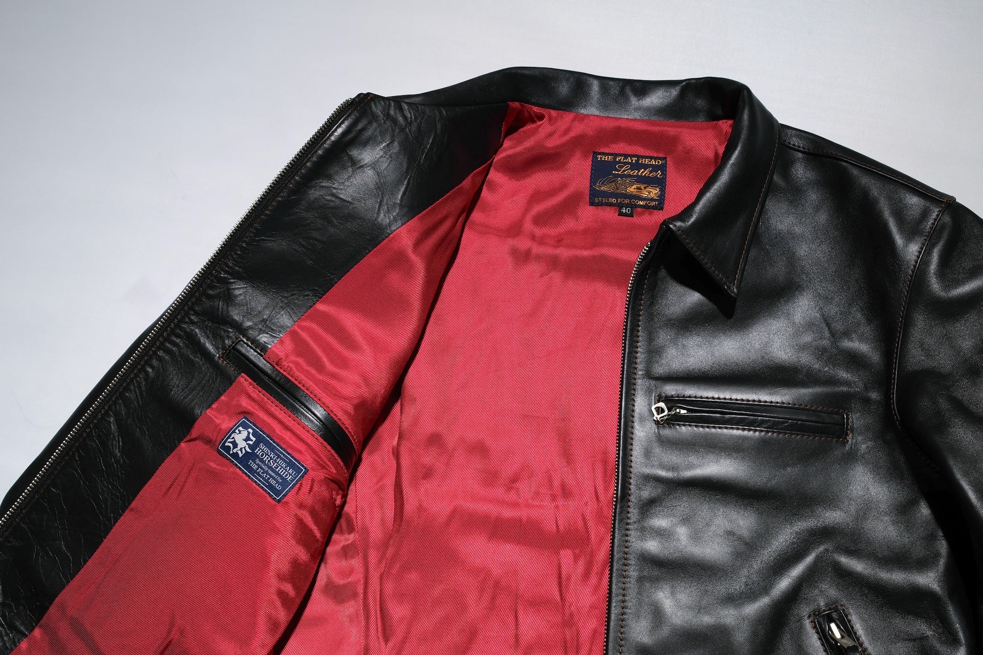 The Flat Head 'Ultimate' Horsehide 40s Single Riders Jacket (Black Tea-cored)