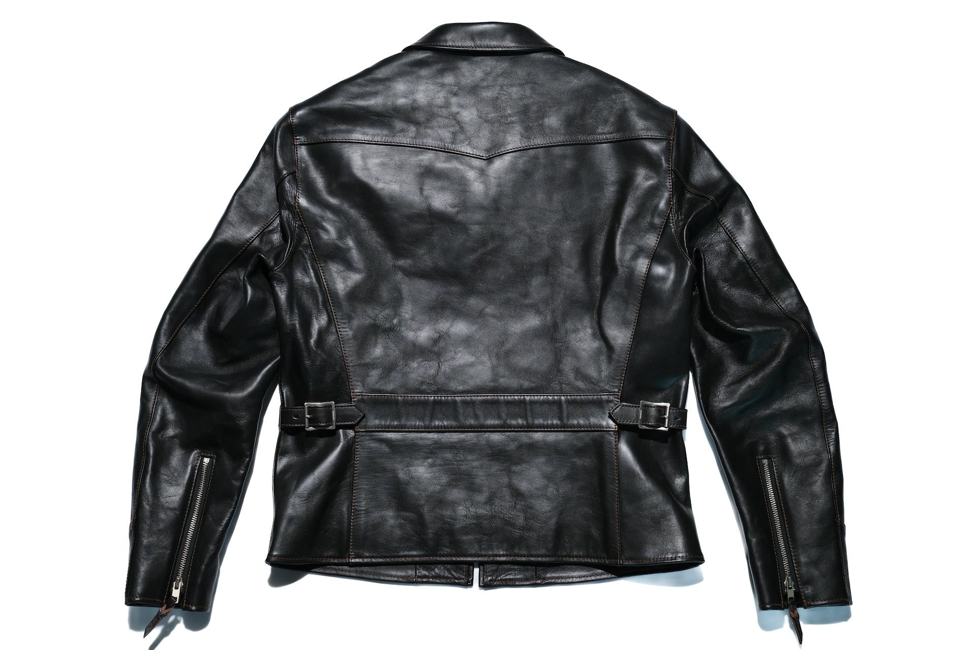 The Flat Head 'Ultimate' Horsehide 40s Single Riders Jacket (Black Tea-cored)