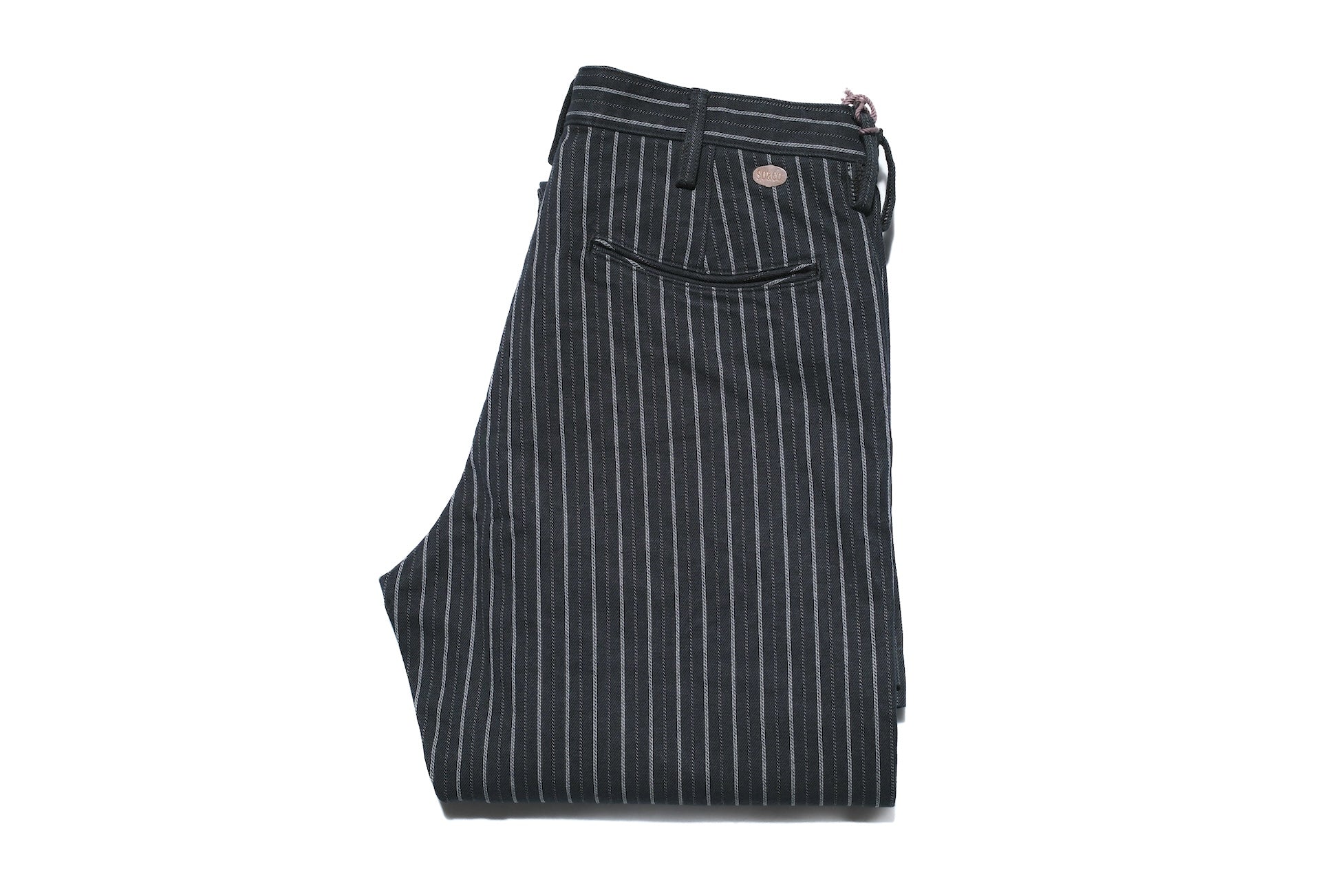 Stevenson Overall Co. "Old Glory" 12.5oz Selvage Pinstripe Chinos (Sumi Black)